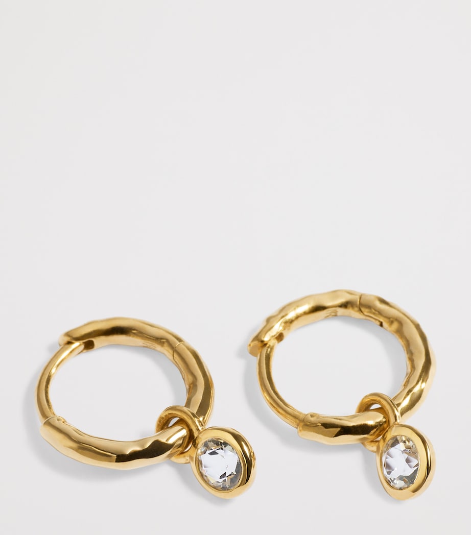 Monica Vinader Gold Vermeil and White Topaz April Birthstone Huggie Earrings Clear Image 2