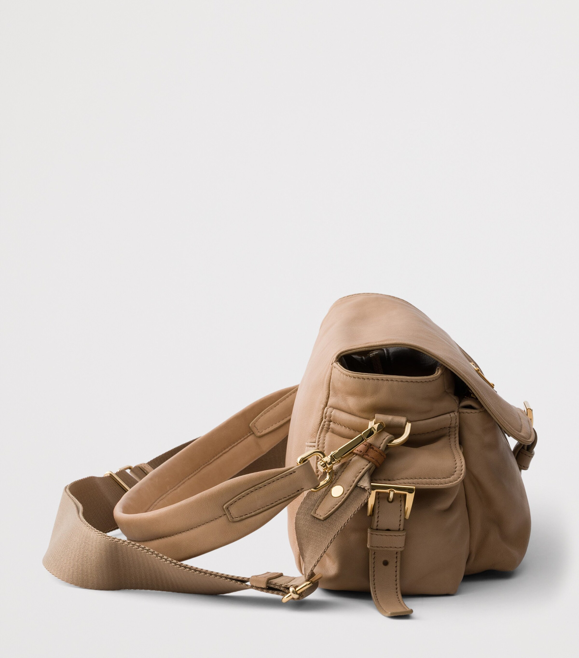 Prada Medium Nappa Lambskin Explore Shoulder Bag Neutral Image 7