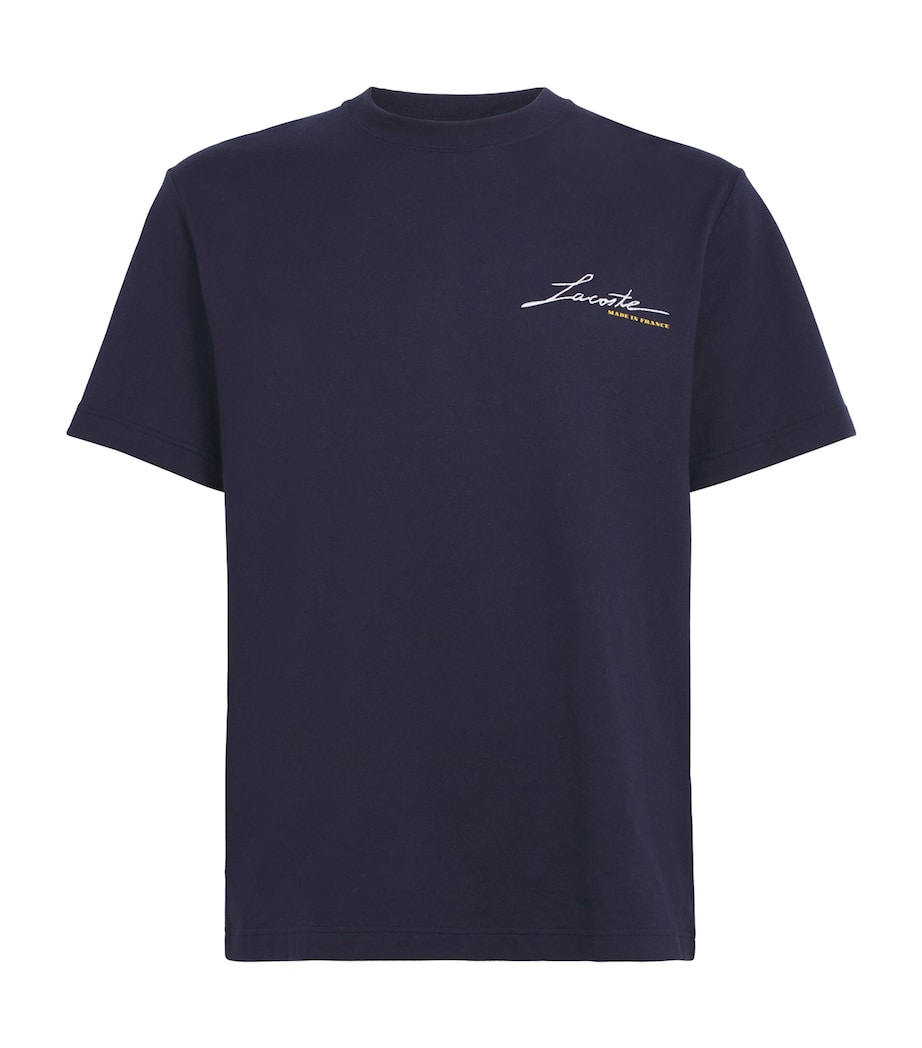 Lacoste Mens French Made Signature Embroidery T-Shirt Dark Navy Blue Image 1