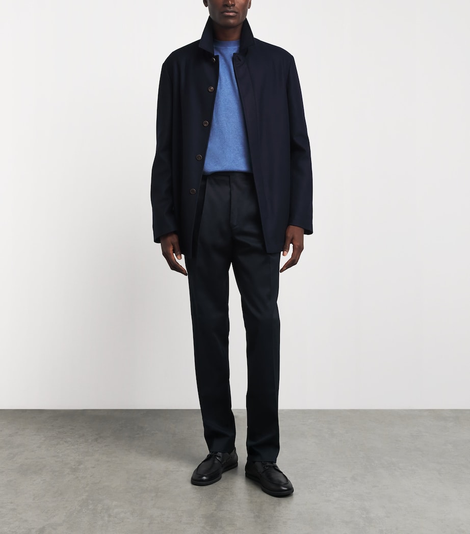 Paul & Shark Mens Silk-Cotton T-Shirt Light Cadet Blue Image 2