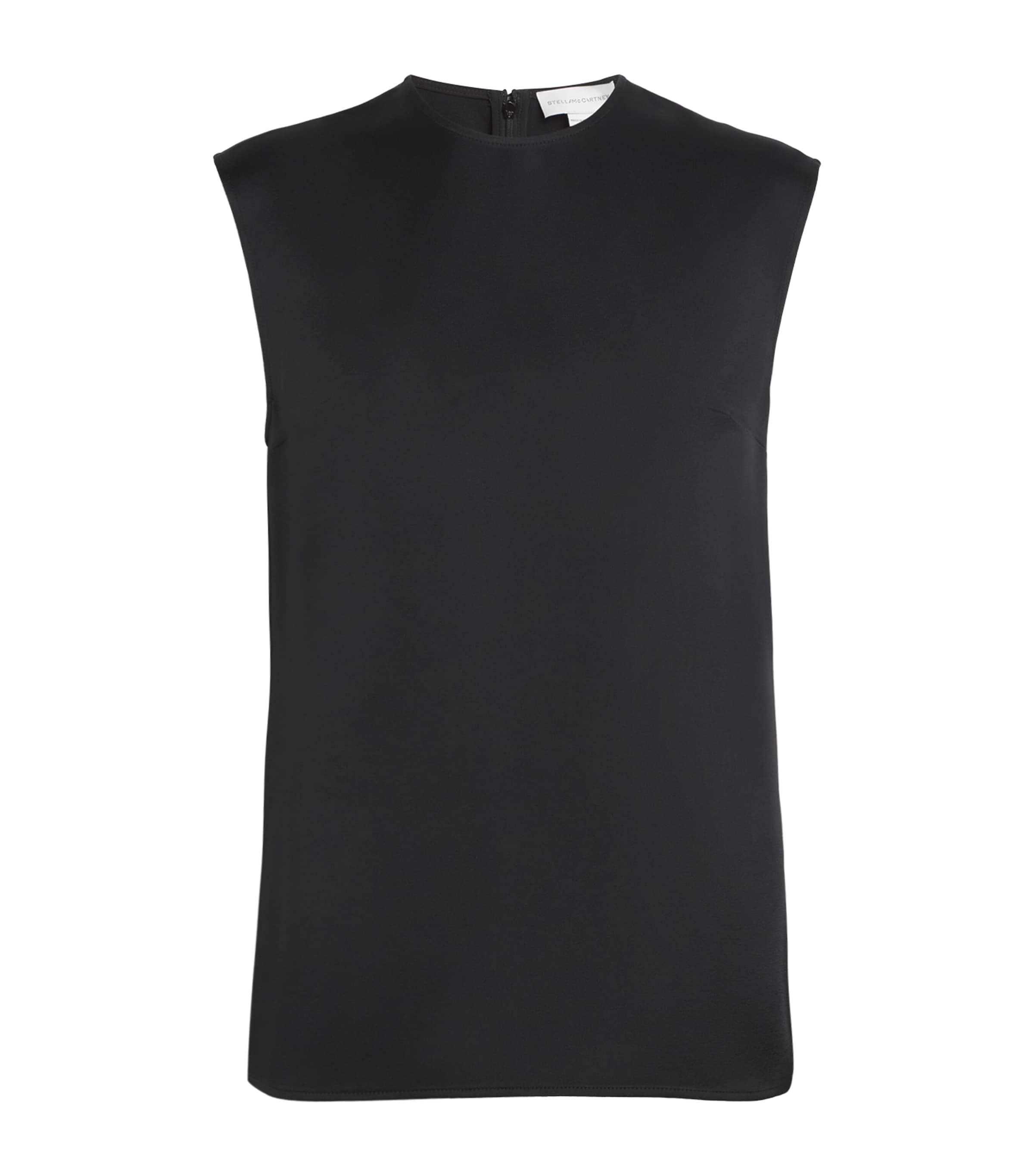 Stella Mccartney Satin Sleeveless Blouse In Black