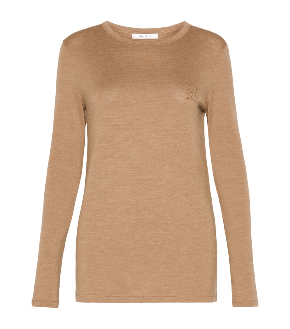 Max Mara Womens Stretch-Virgin Wool Sweater Camel Image 1
