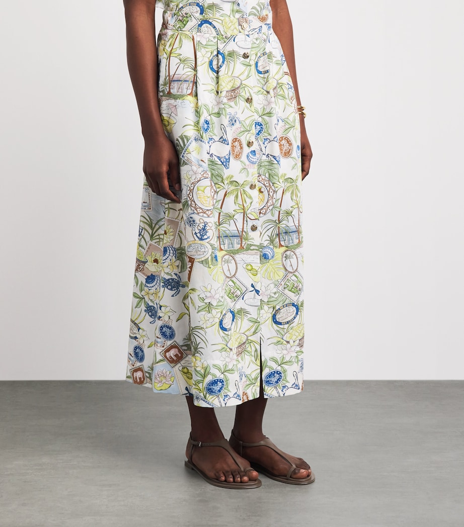 Maje Womens Postcard Print Maxi Skirt Postcard Print Image 4