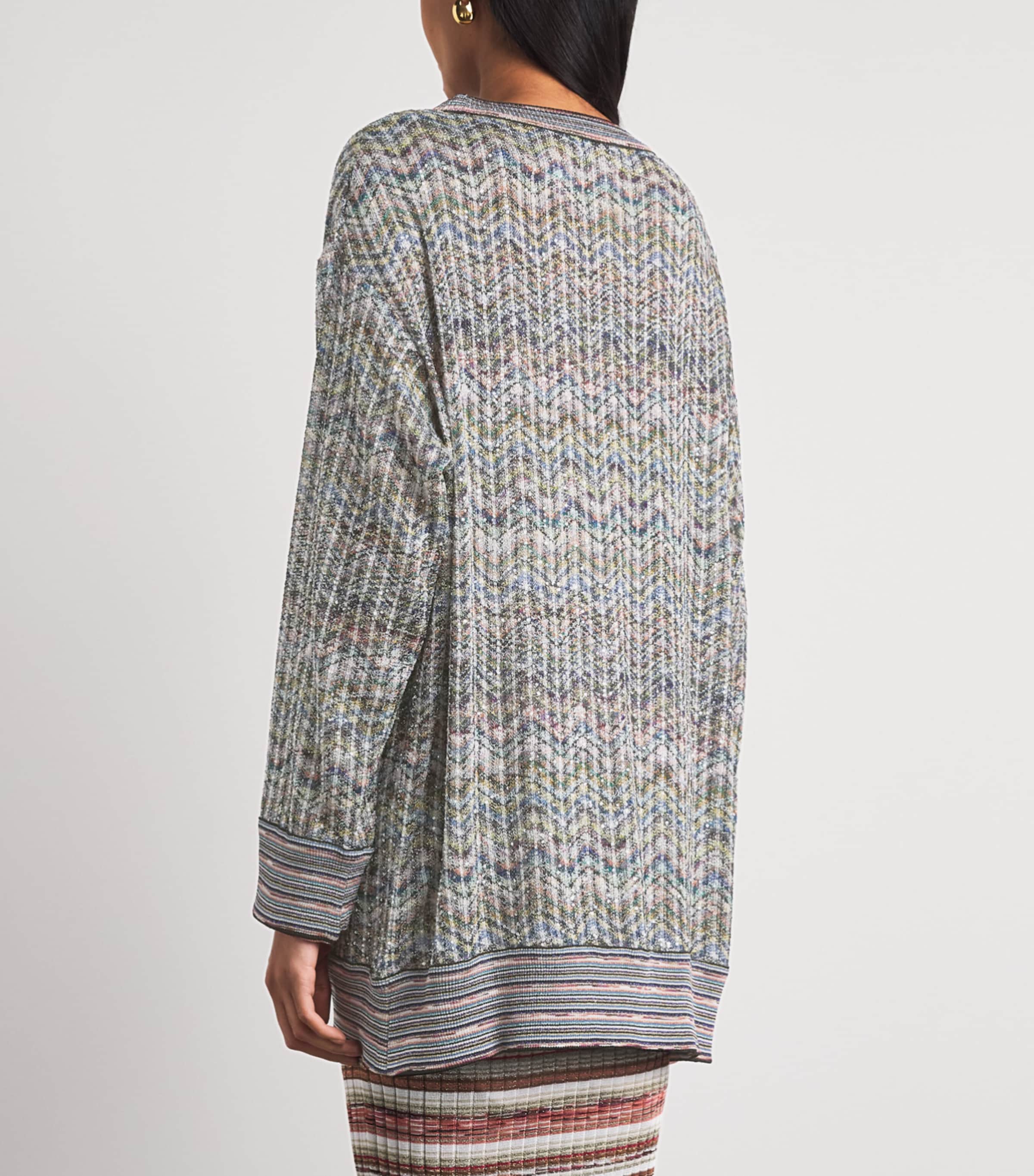 Missoni Womens Zigzag Sequinned Cardigan Smspw Light Multiclr Image 5