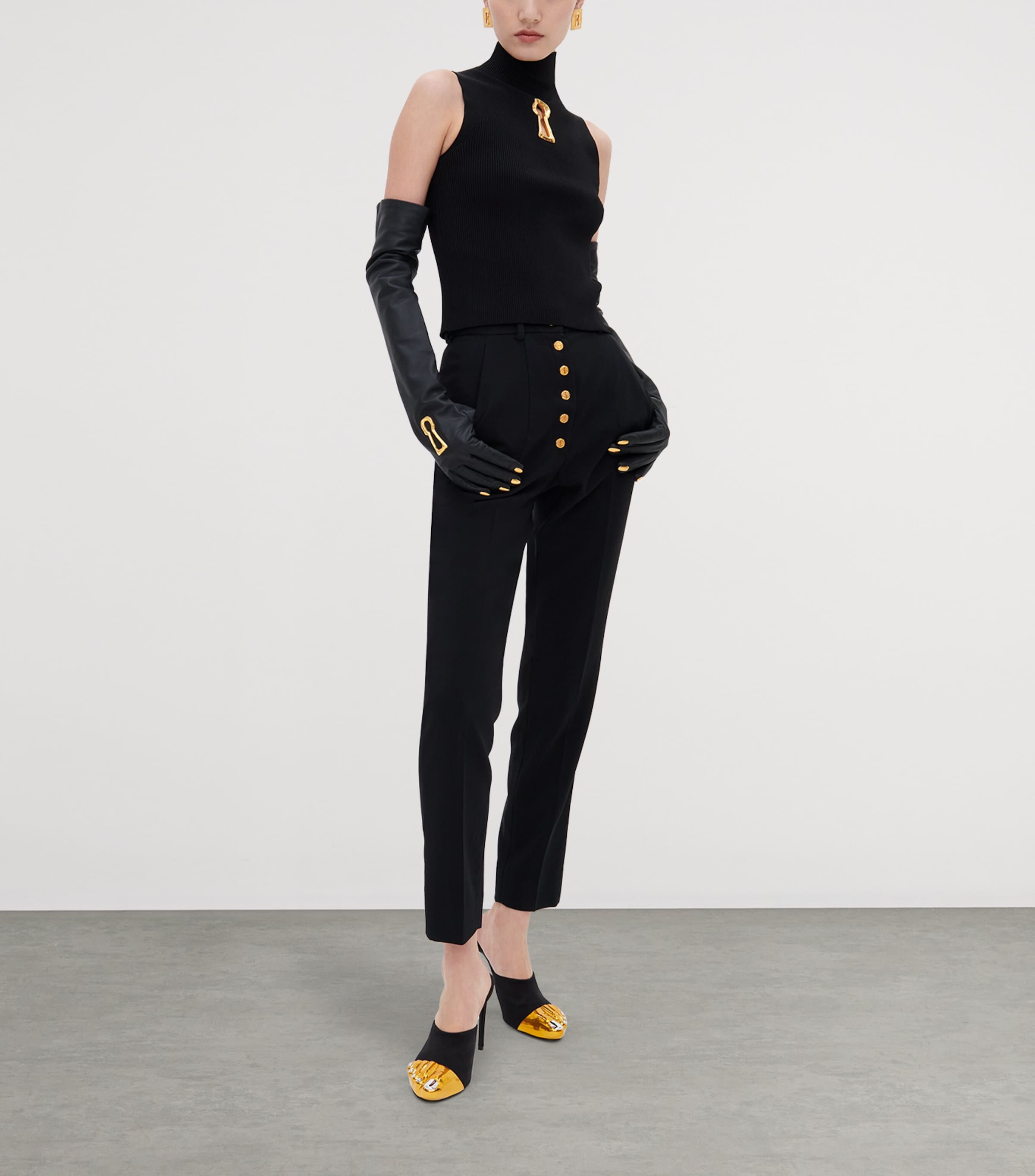 Schiaparelli Womens Keyhole Sleeveless Sweater Black Image 2