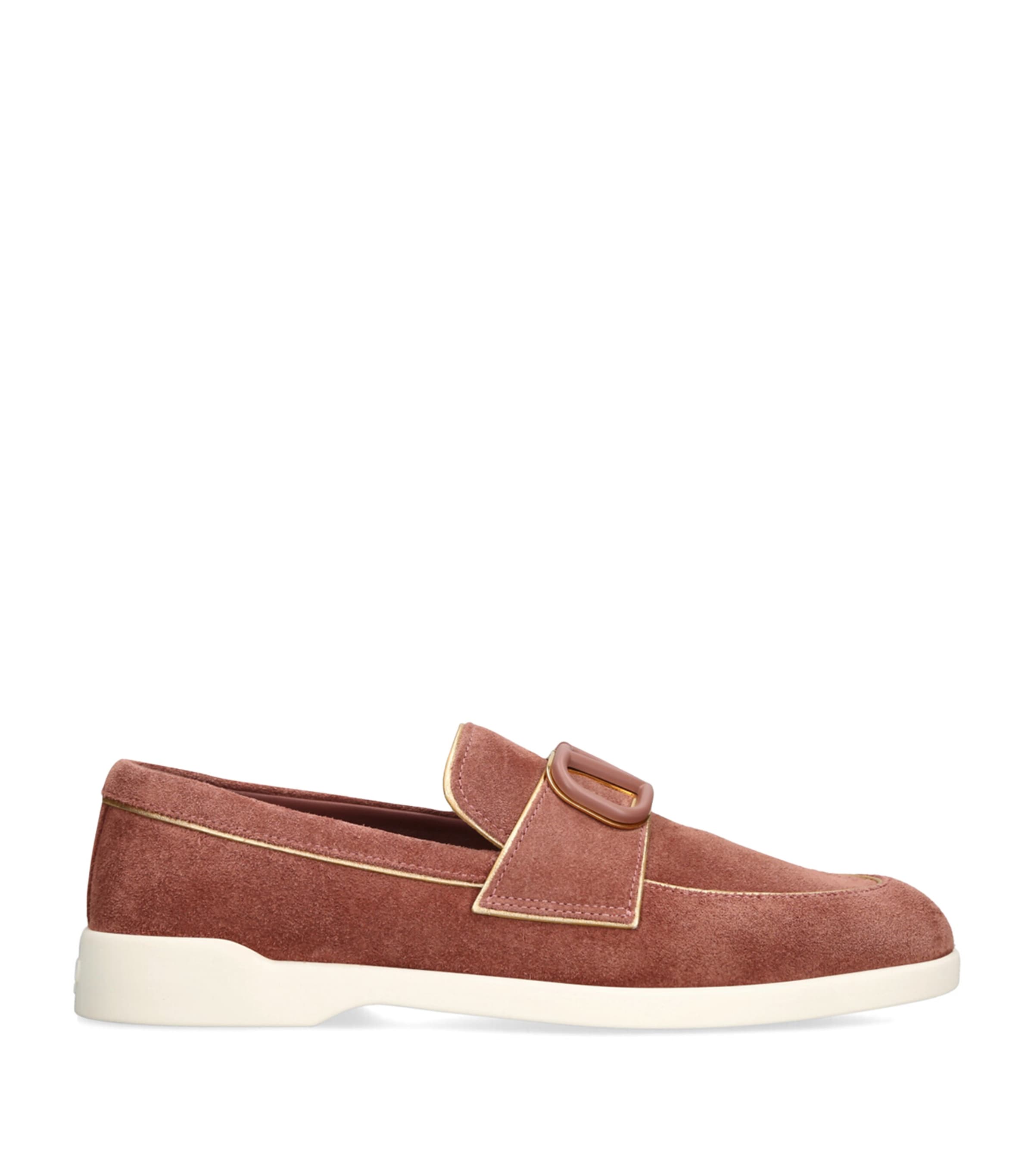 Shop Valentino Suede Leisure Flow Loafers In Pink