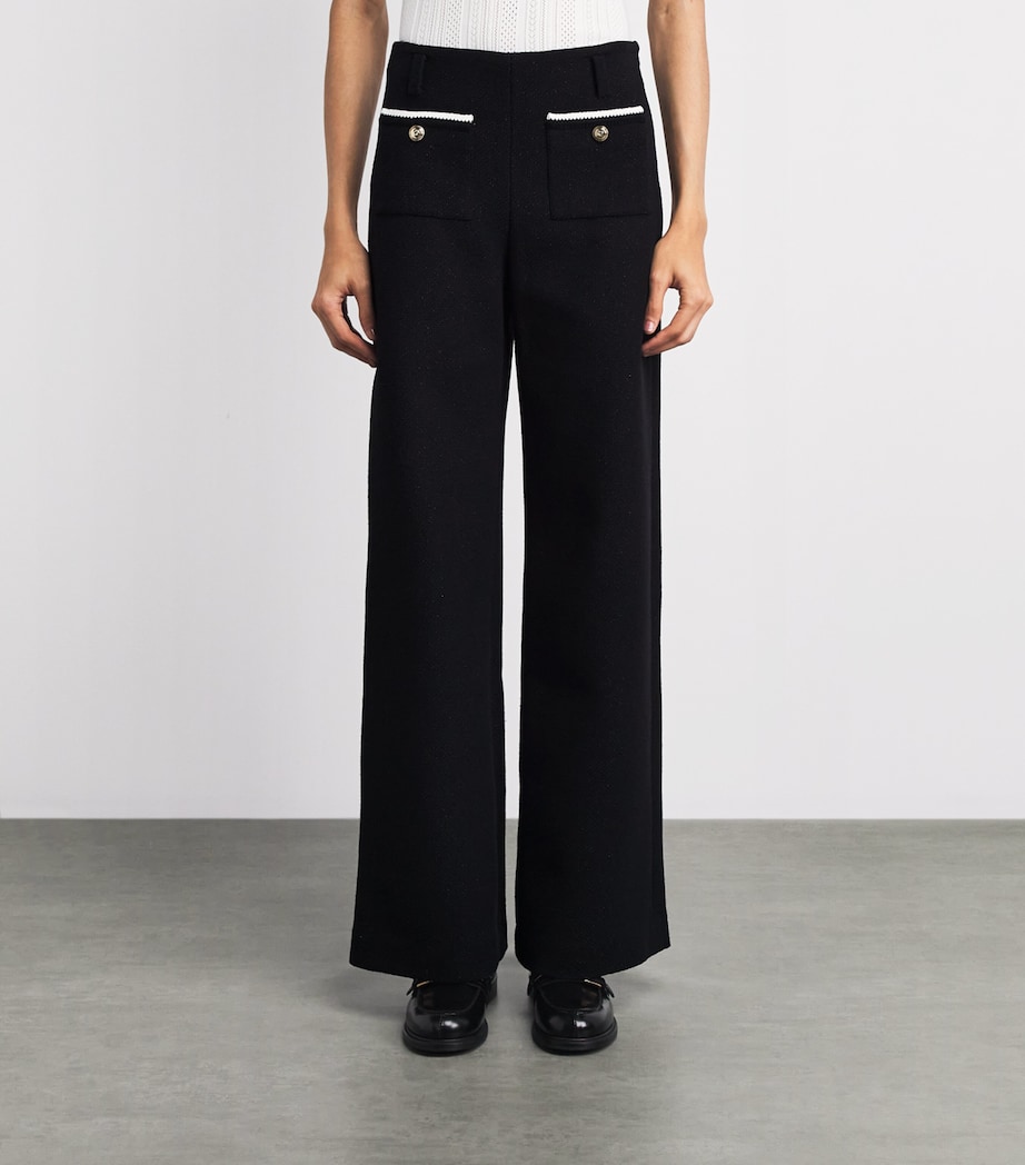 Maje Womens Tweed Wide-Leg Trousers Black Image 4