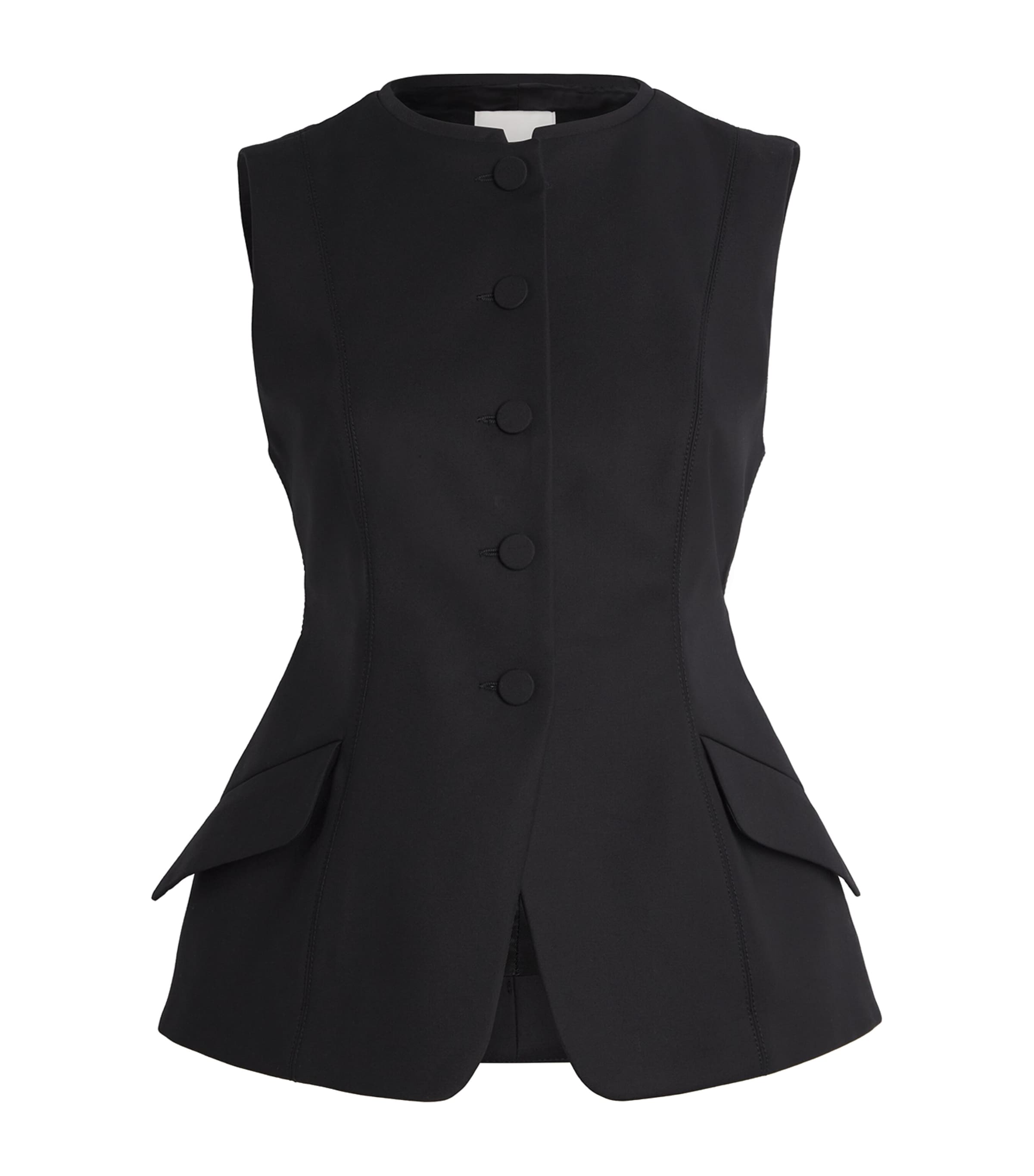 Sandro Paris Womens Cotton-Blend Peplum Waistcoat Black Image 1