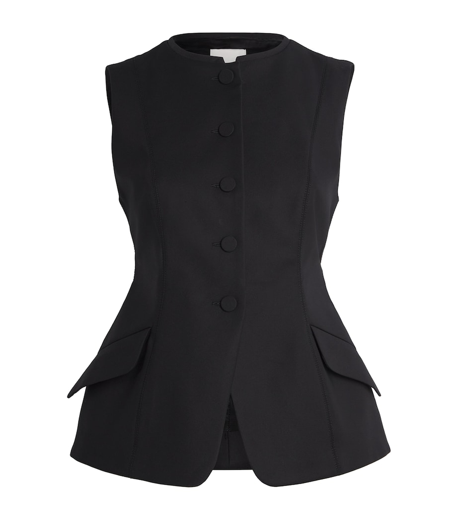 Sandro Paris Womens Cotton-Blend Peplum Waistcoat Black Image 1