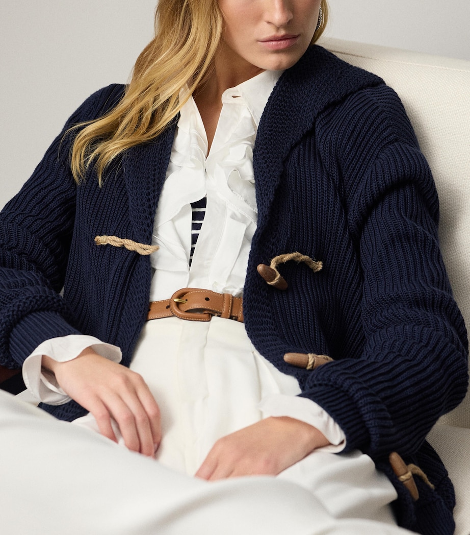 Cotton-Silk Shawl Collar Cardigan NAVY-410 Image 5