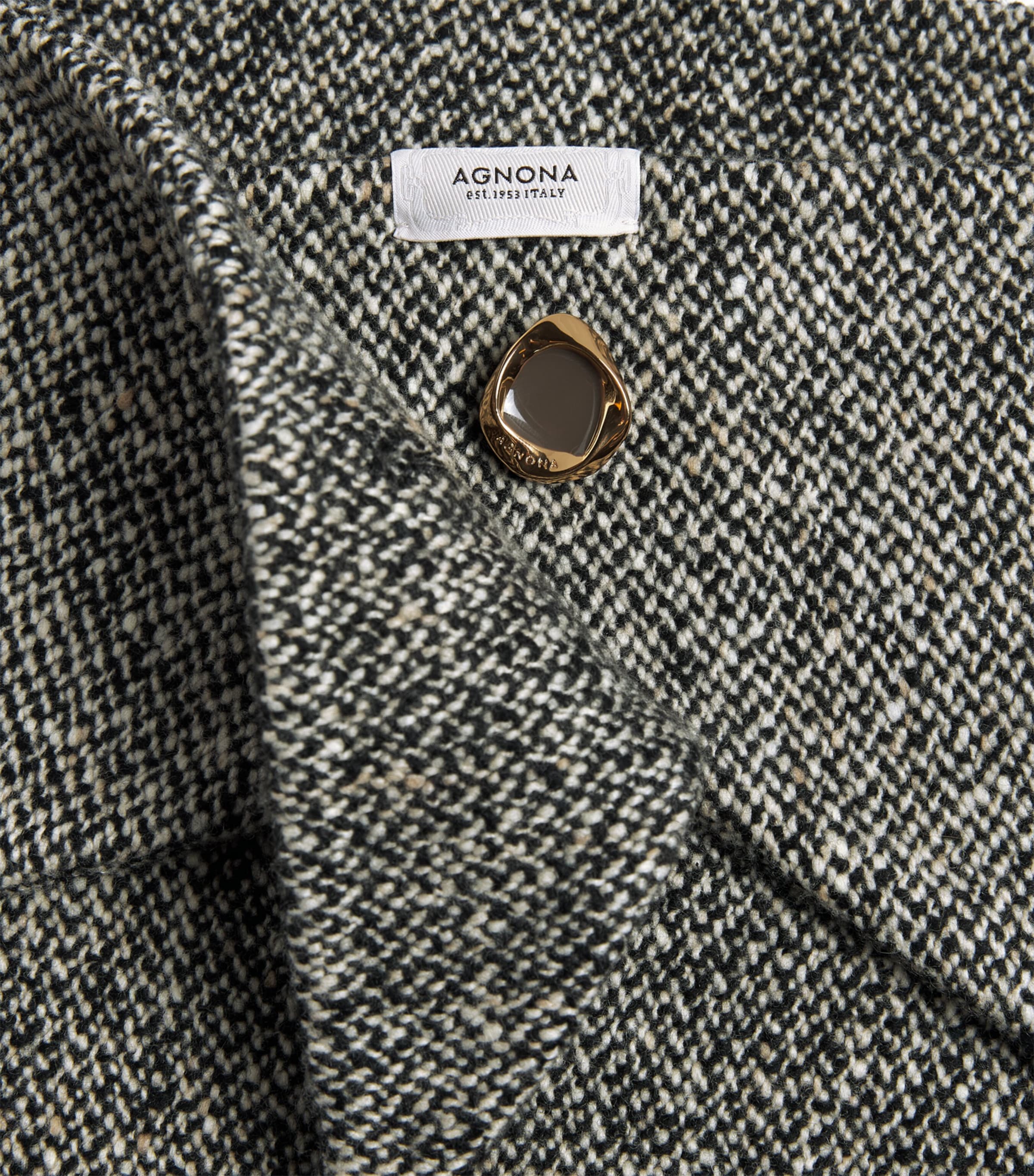 Agnona Wool-Blend Triangle Scarf Black Canvas Image 4