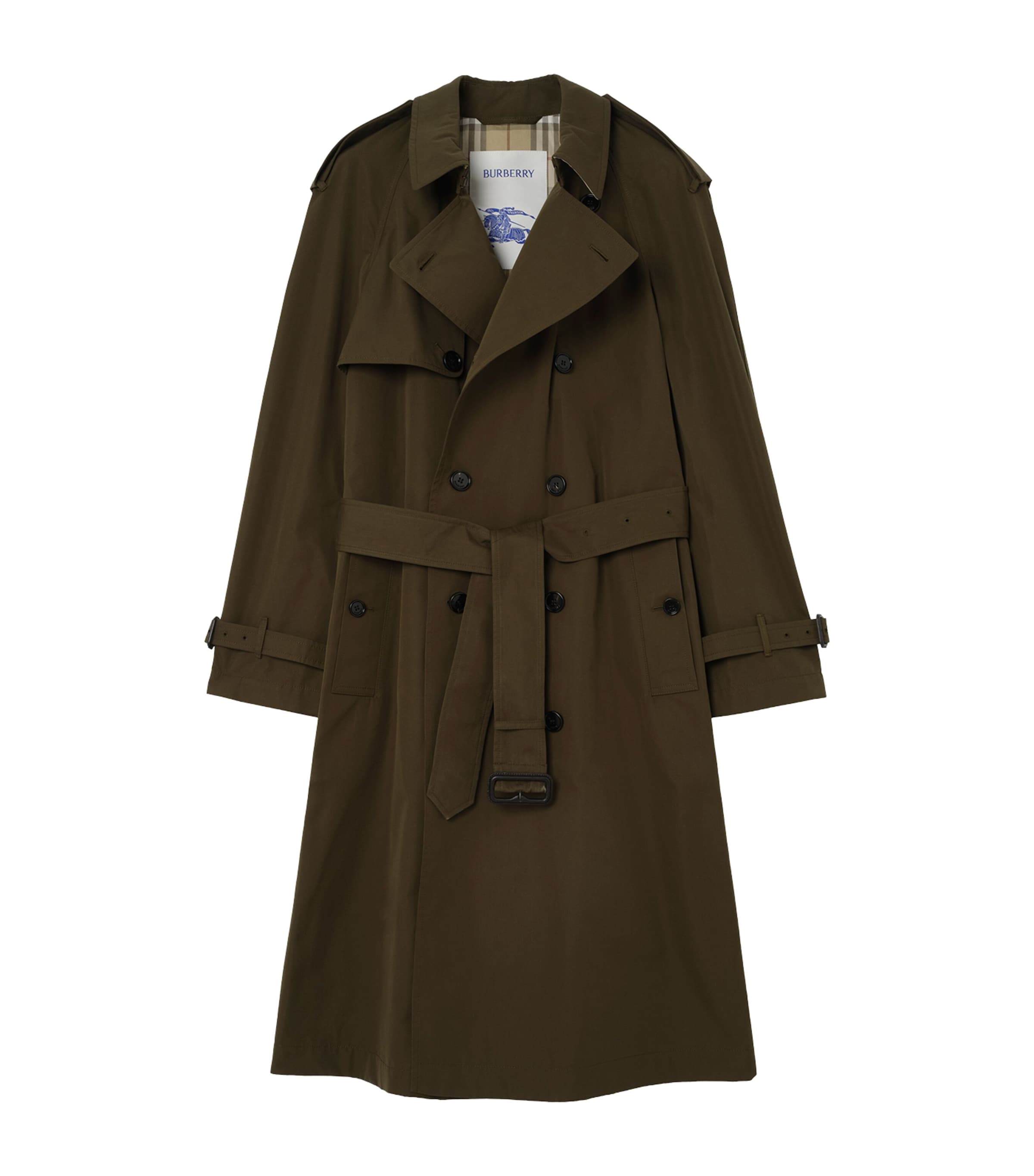 Burberry Mens Long Cotton Gabardine Trench Coat Marsh Image 1