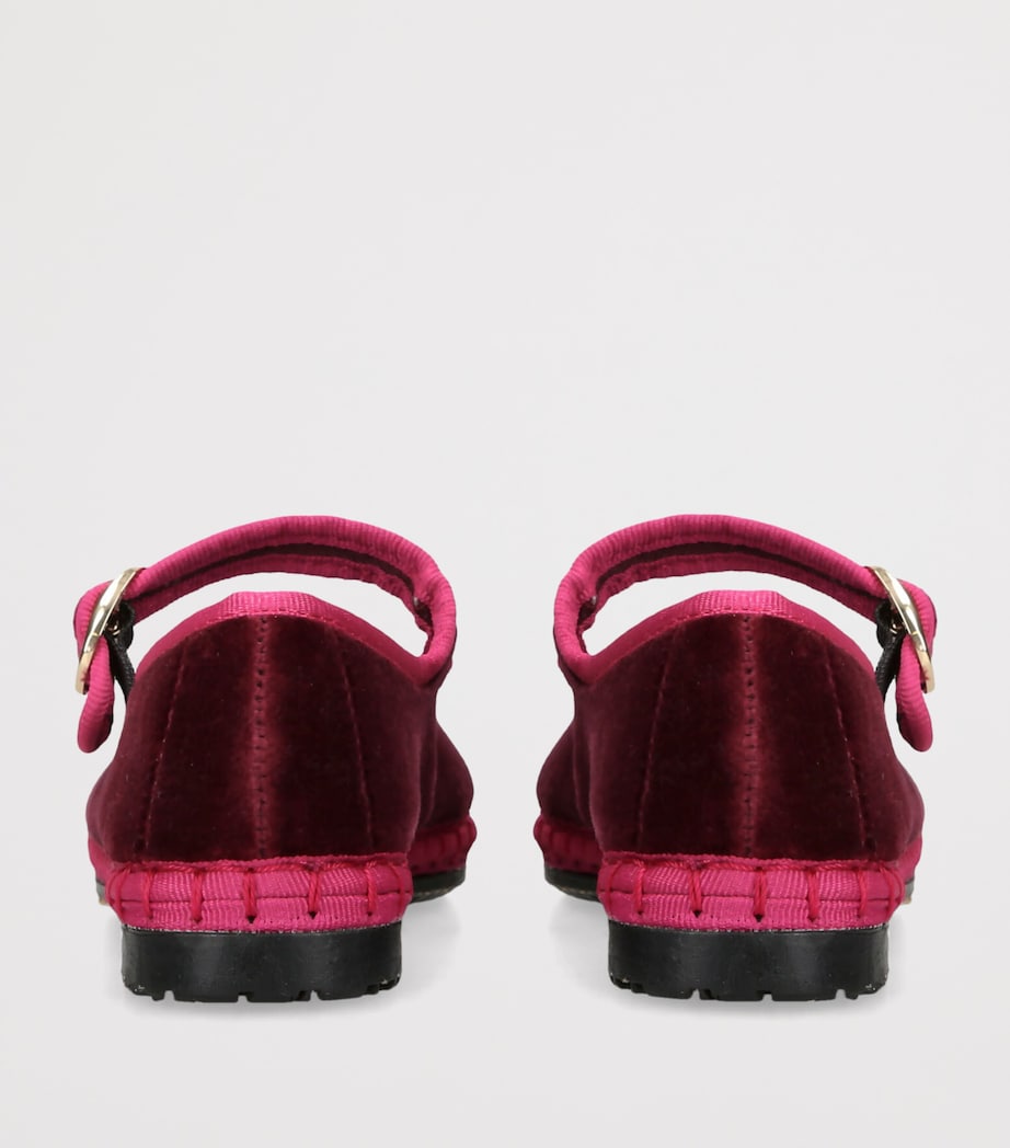 Flabelus Velvet Ursula Mary Jane Flats Pink Comb Image 2