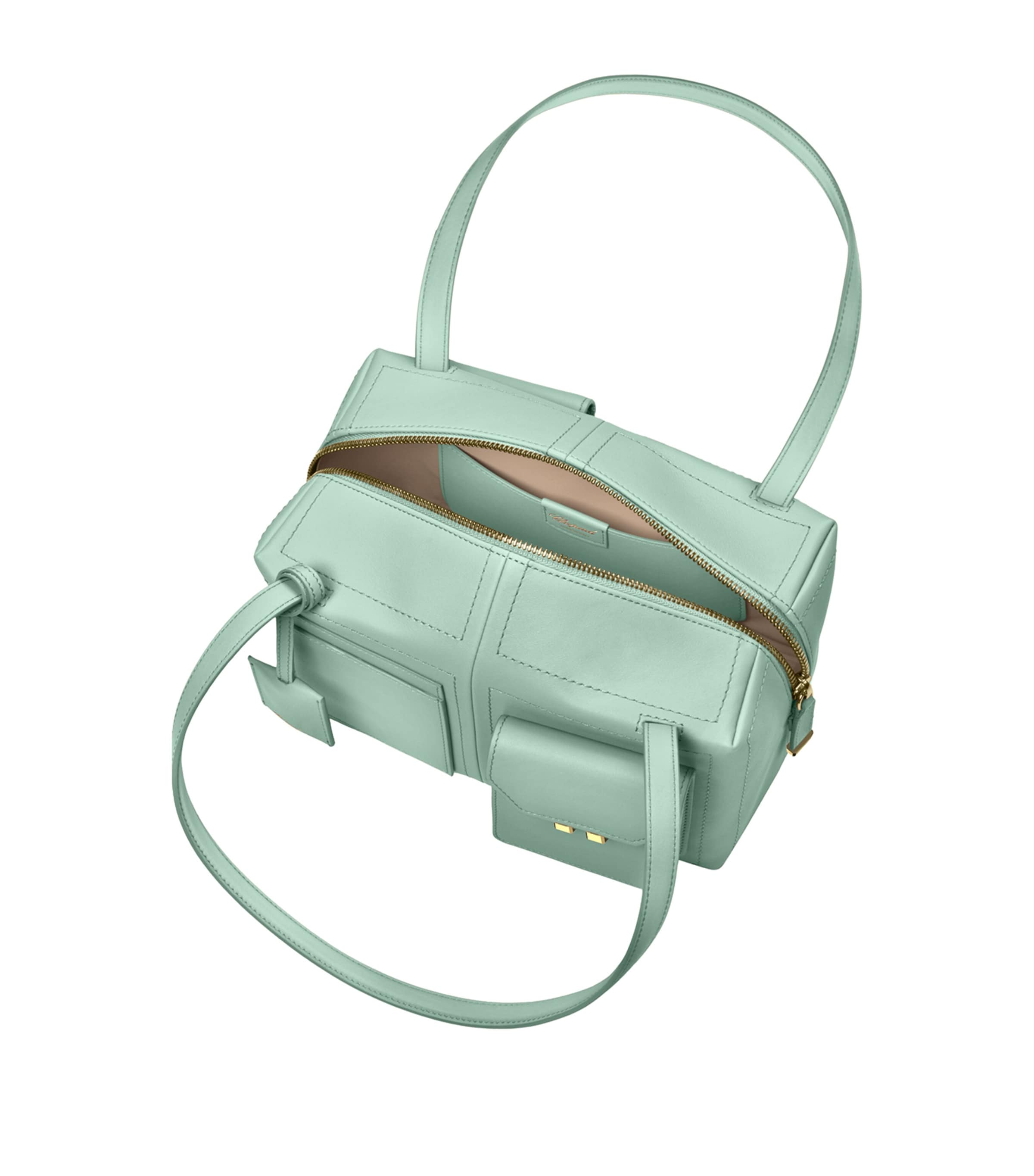 Leather Ice Cube Shoulder Bag GREEN Image 6