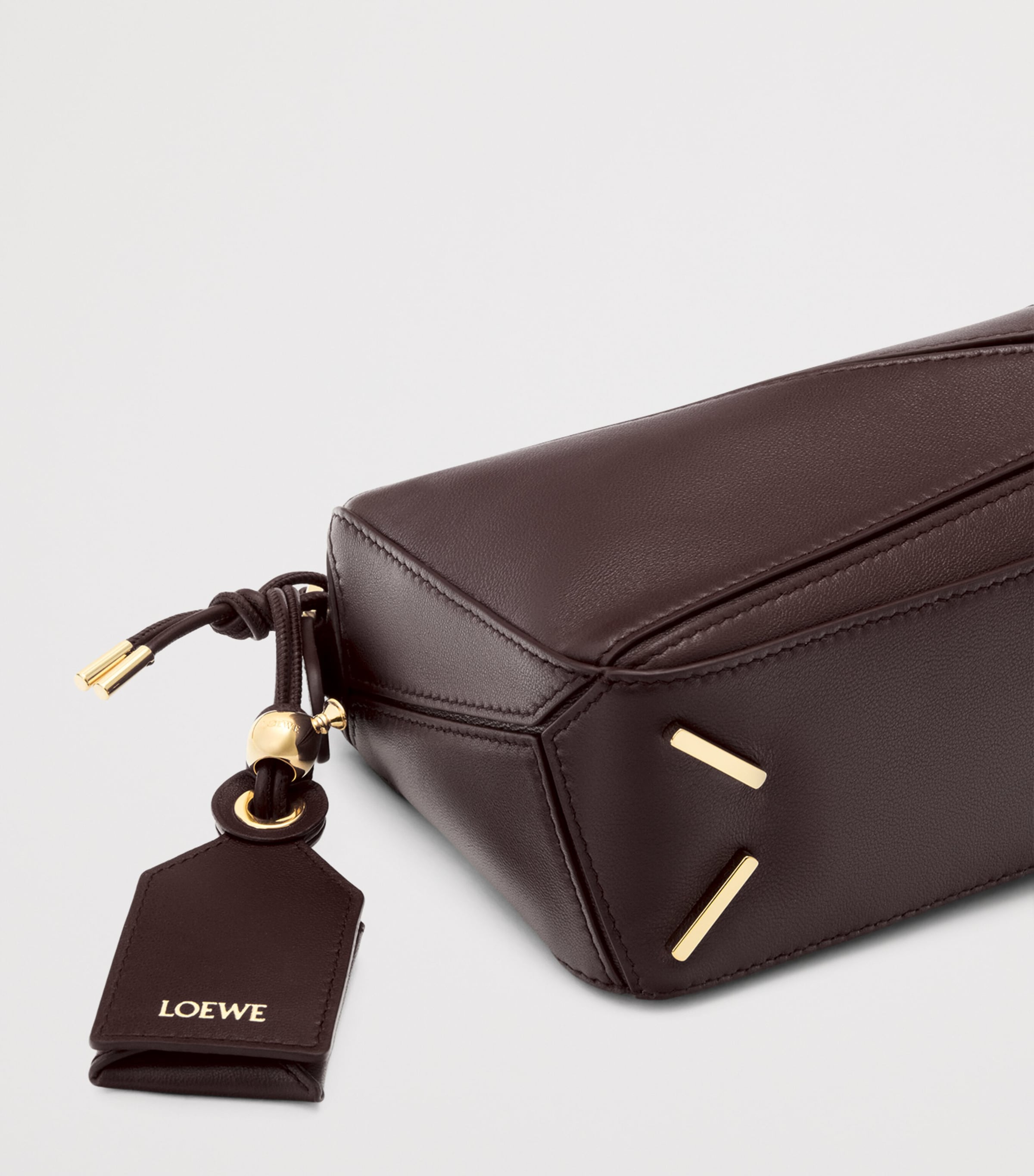 Mini Leather Featherlight Puzzle Top-Handle Bag DARK CHESTNUT Image 9