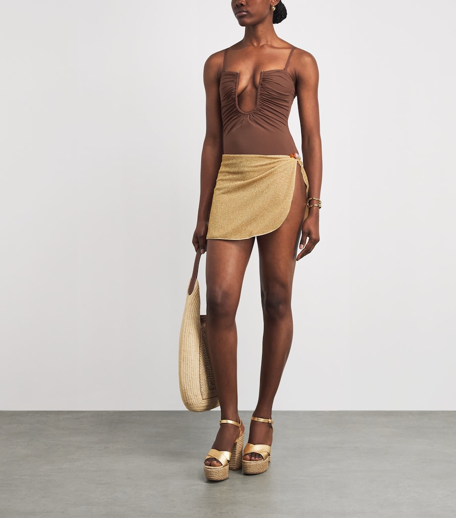 Christopher Esber Womens Arched Swimsuit Husk Brown Image 2