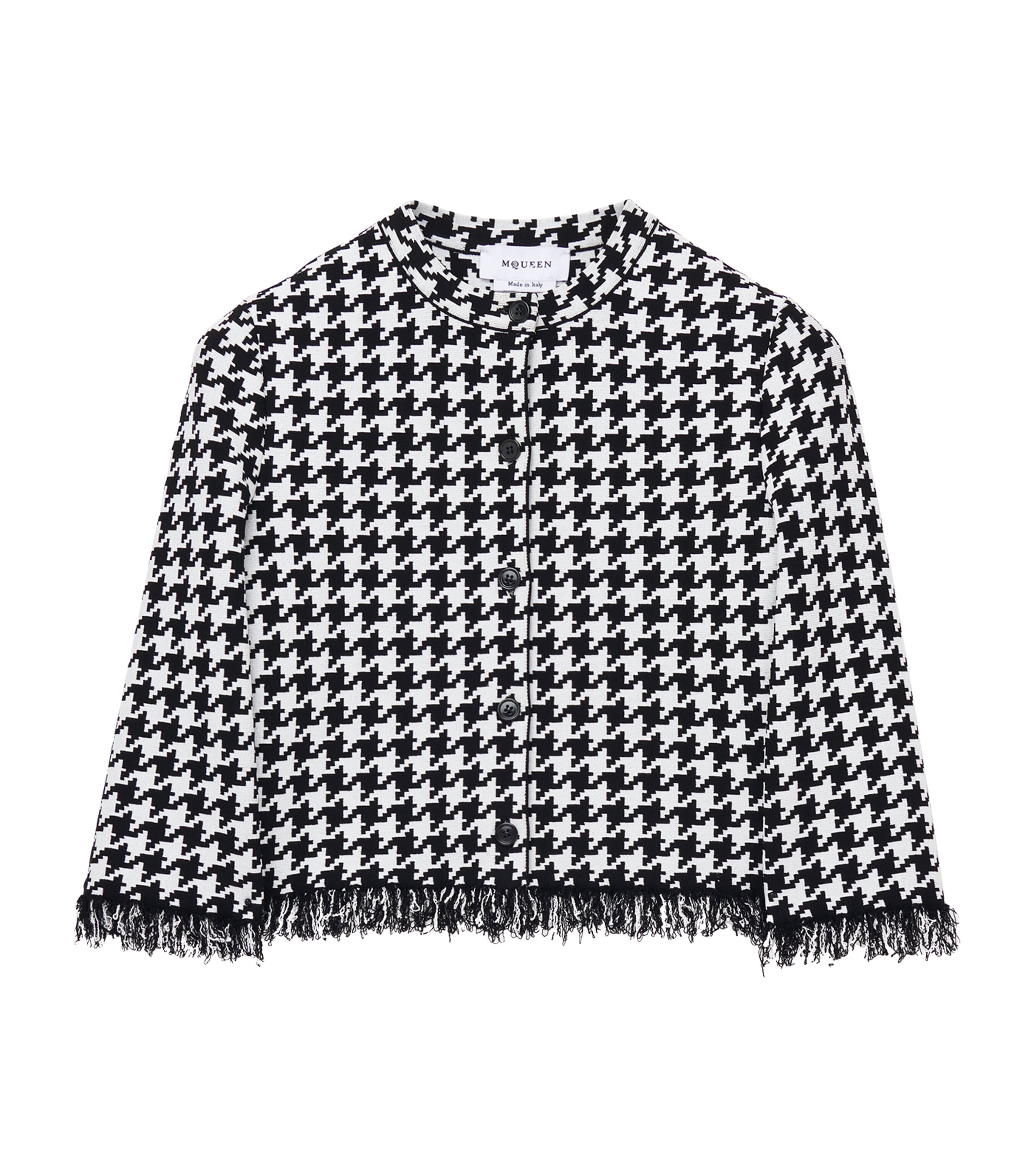 Alexander Mcqueen Houndstooth Polo Top In Black