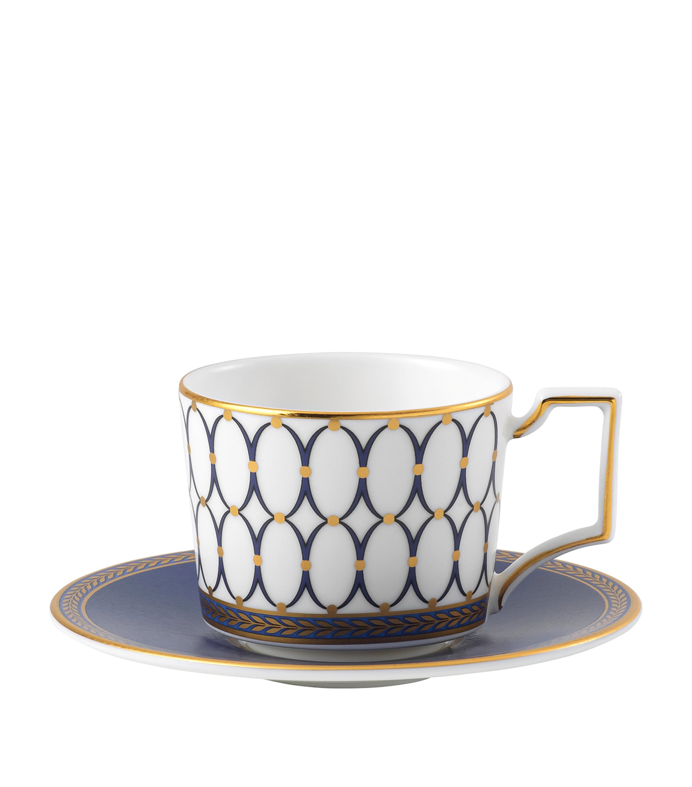 Wedgwood Renaissance Gold Graphic-print Porcelain Coffee Cup And Saucer In Blue