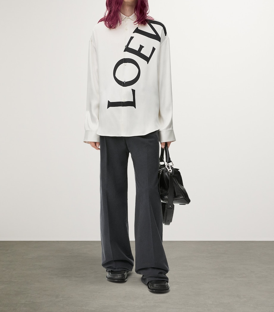 LOEWE Mens Silk Logo Shirt White Image 2