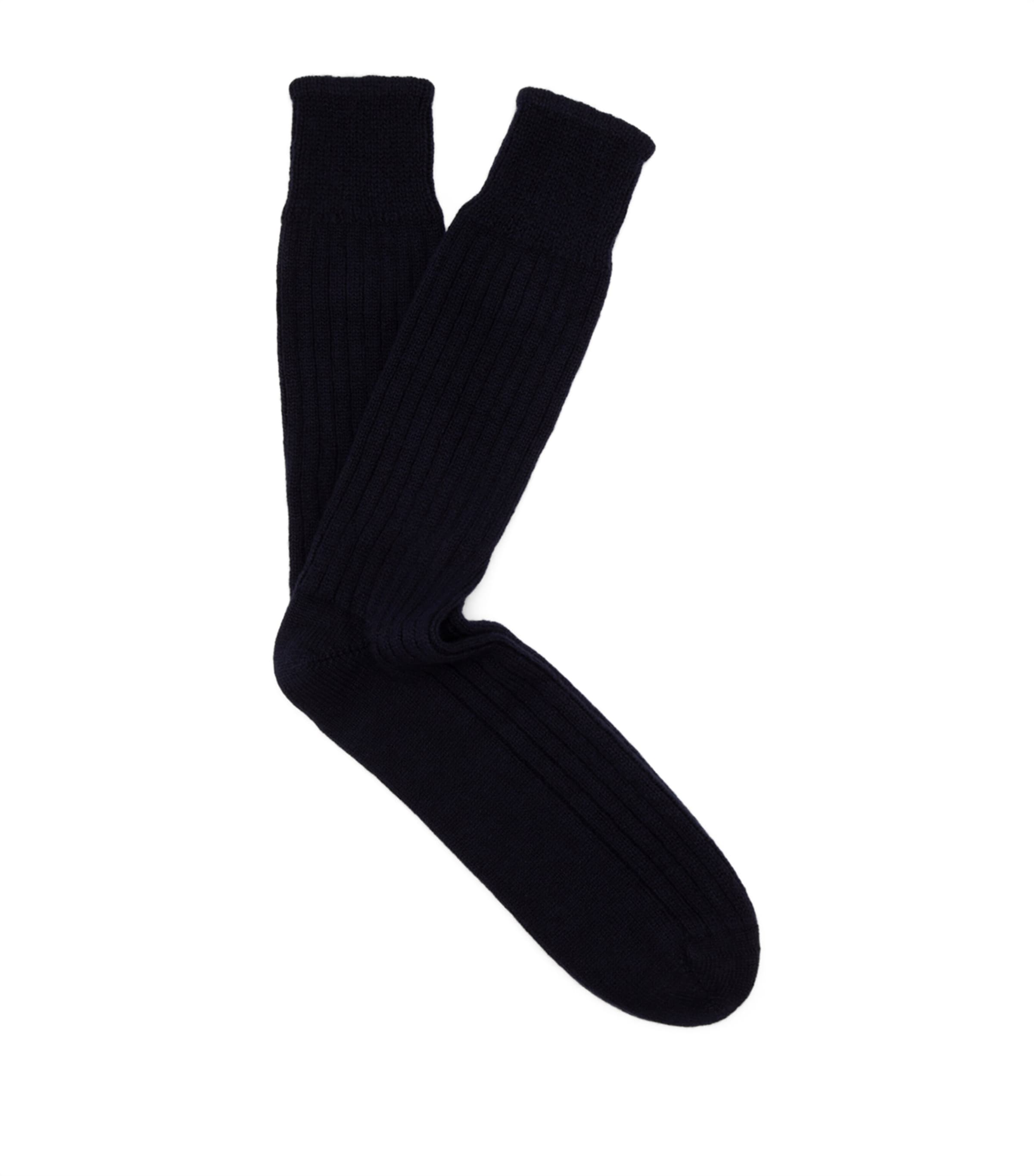 Cotton-Cashmere Ribbed Socks 410NAVY Image 1