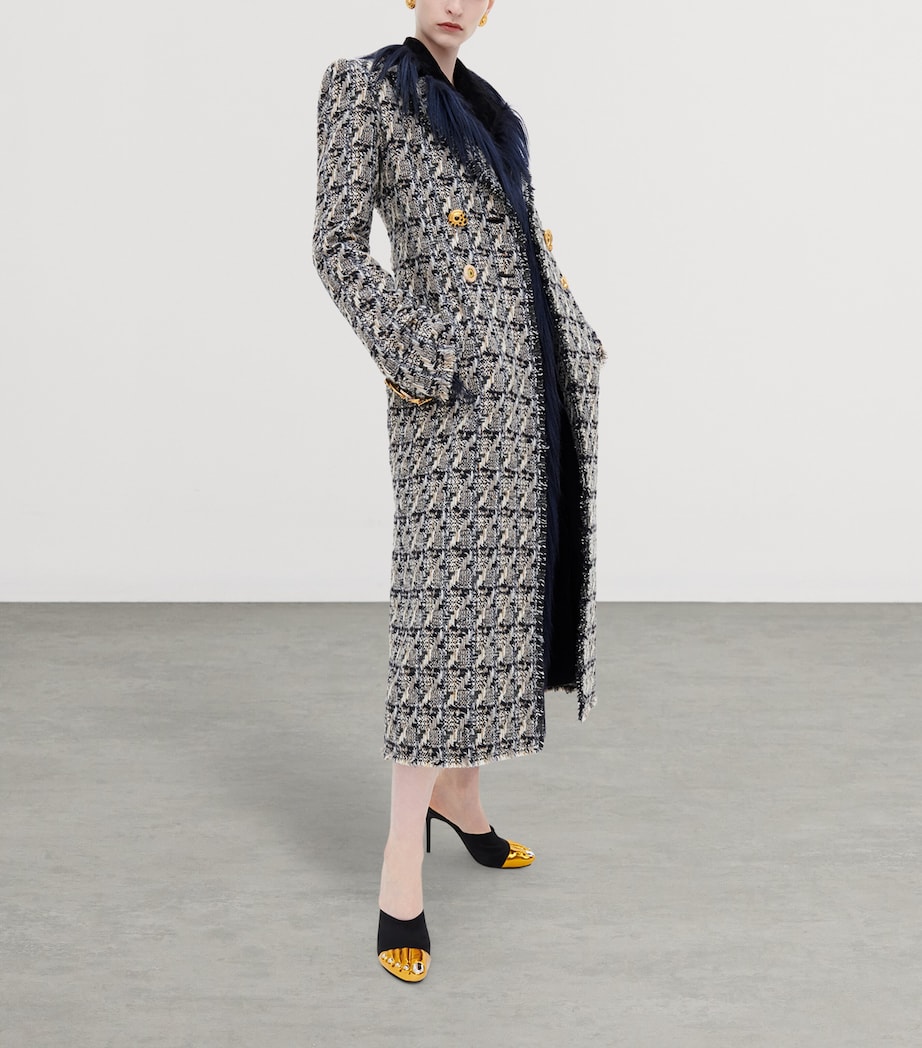 Schiaparelli Womens Wool Tweed Double-Breasted Coat Multicolor Image 2