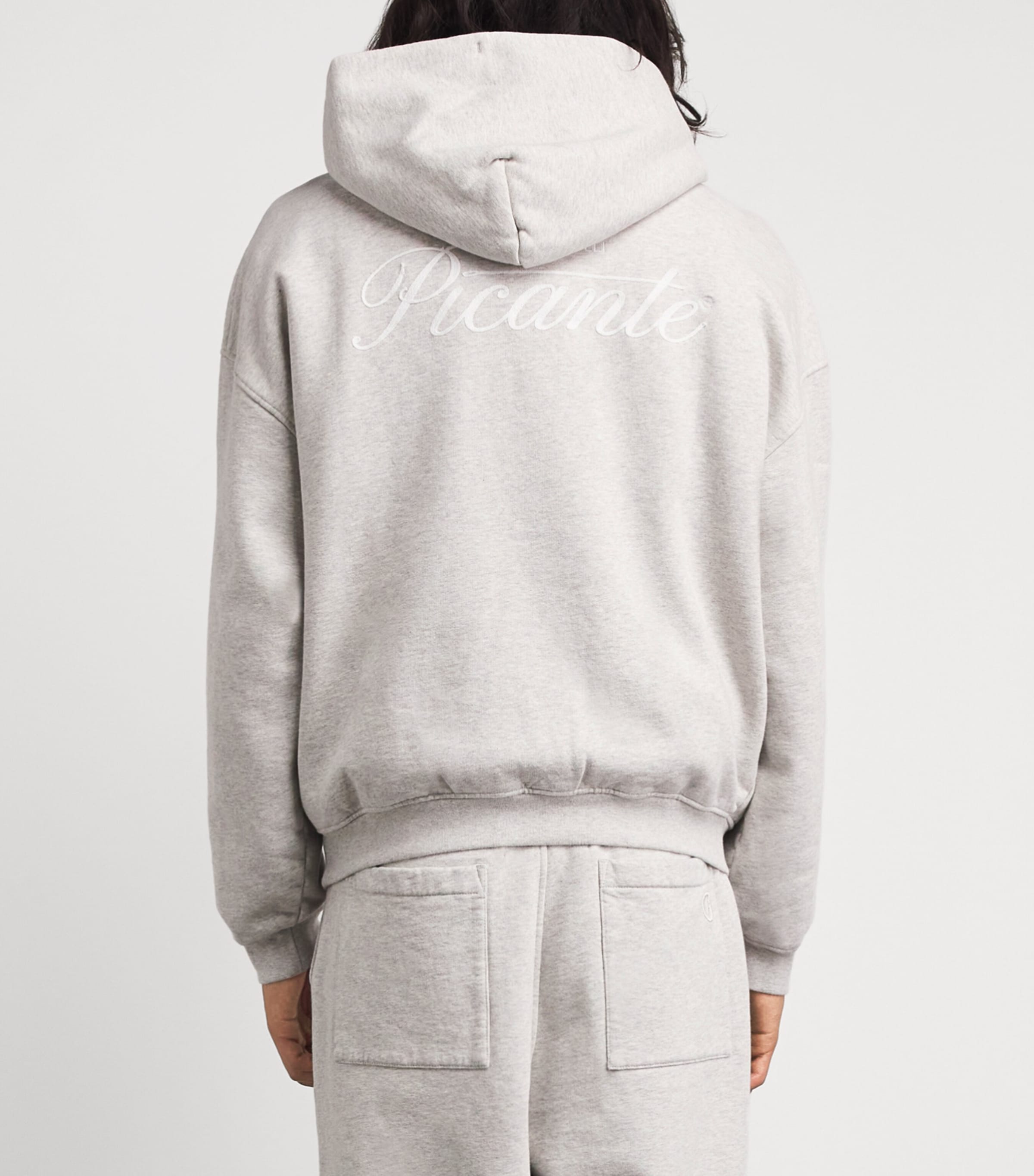 PICANTE Mens Organic Cotton Tailor Logo Hoodie Grey Marl Image 5