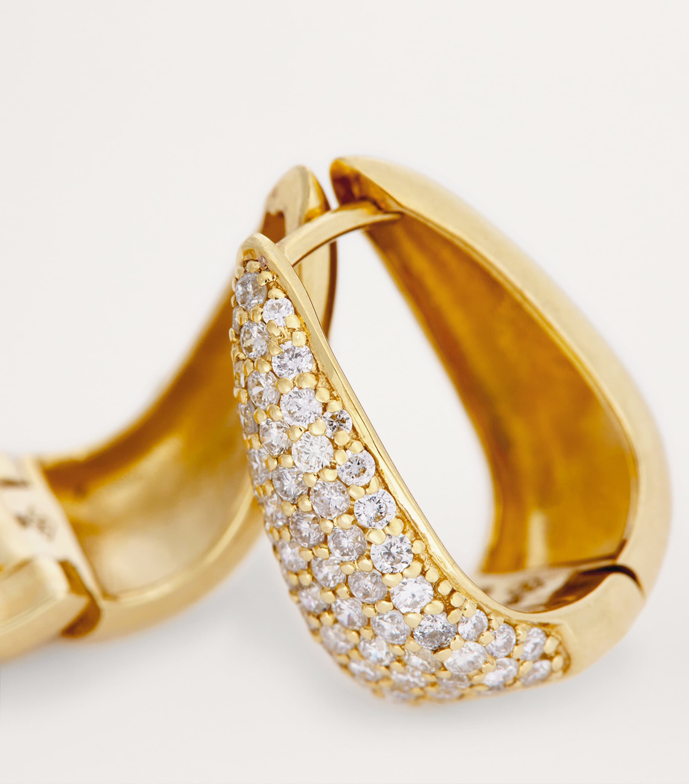 Mini Yellow Gold and Diamond Edith Elongated Teardrop Huggie Earrings YELLOW GOLD Image 5