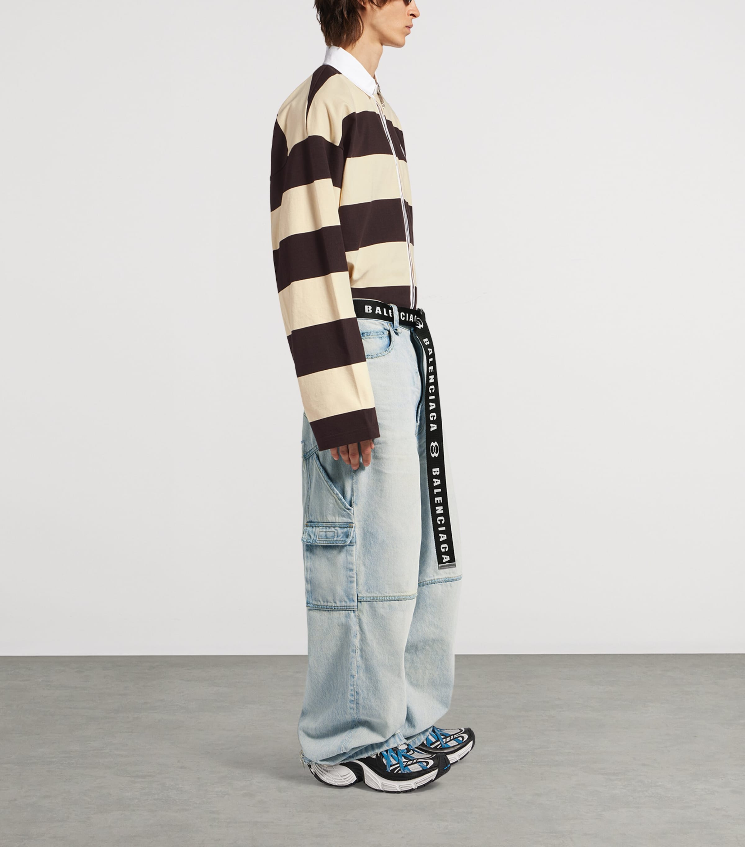 Balenciaga Mens Belted Wide-Leg Jeans Image 4