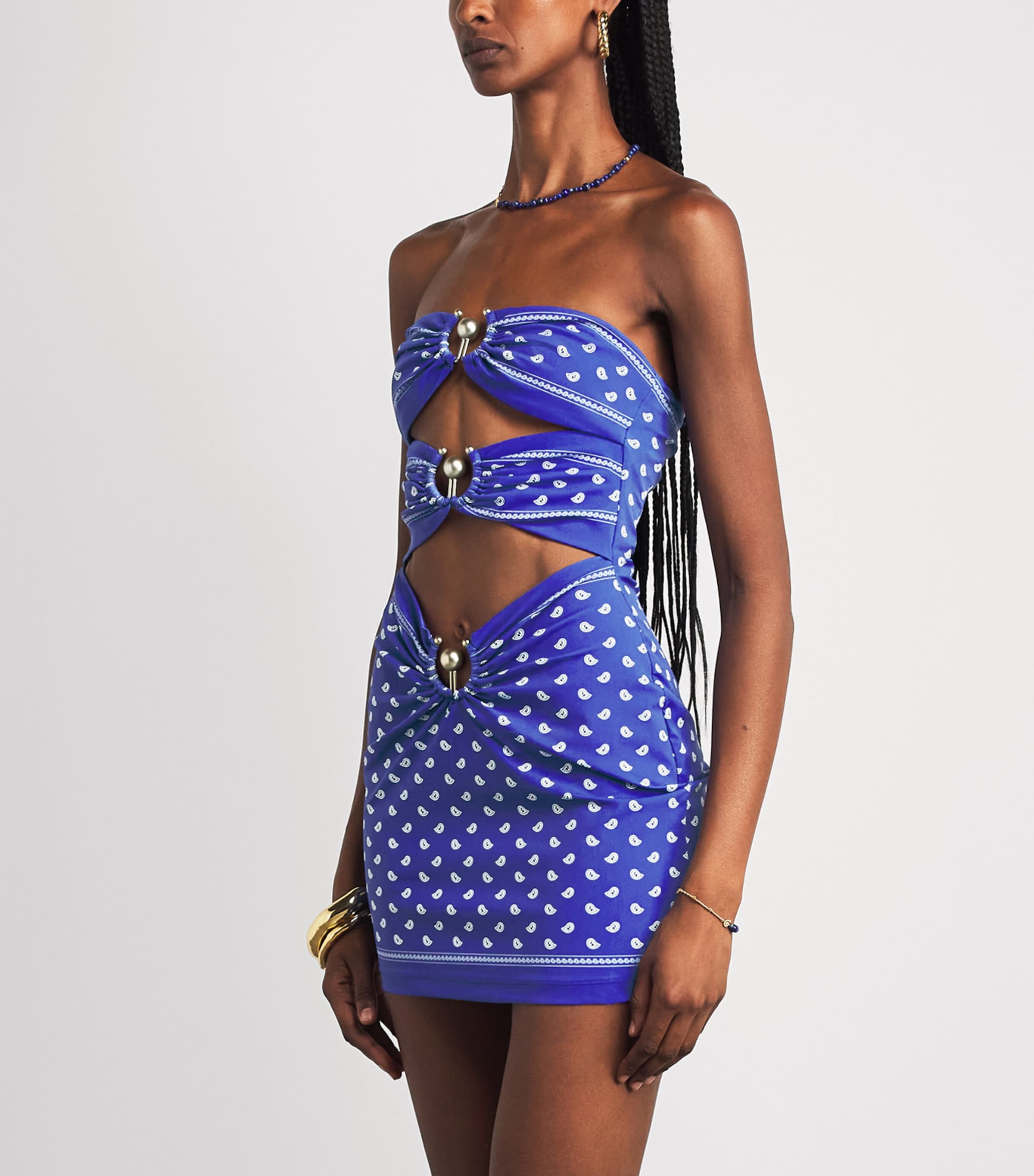 Christopher Esber Womens Bandana Orbit Mini Dress Indigo Bandana Print Image 6