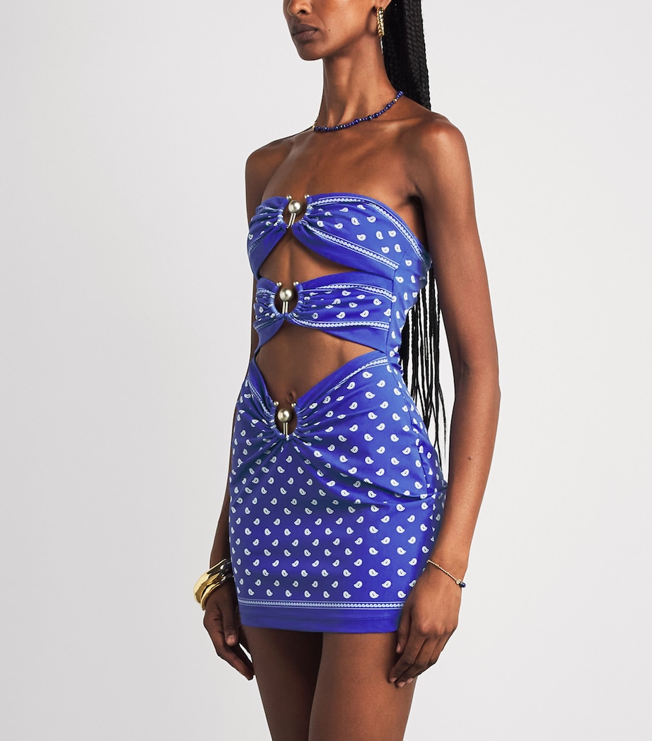 Christopher Esber Womens Bandana Orbit Mini Dress Indigo Bandana Print Image 6
