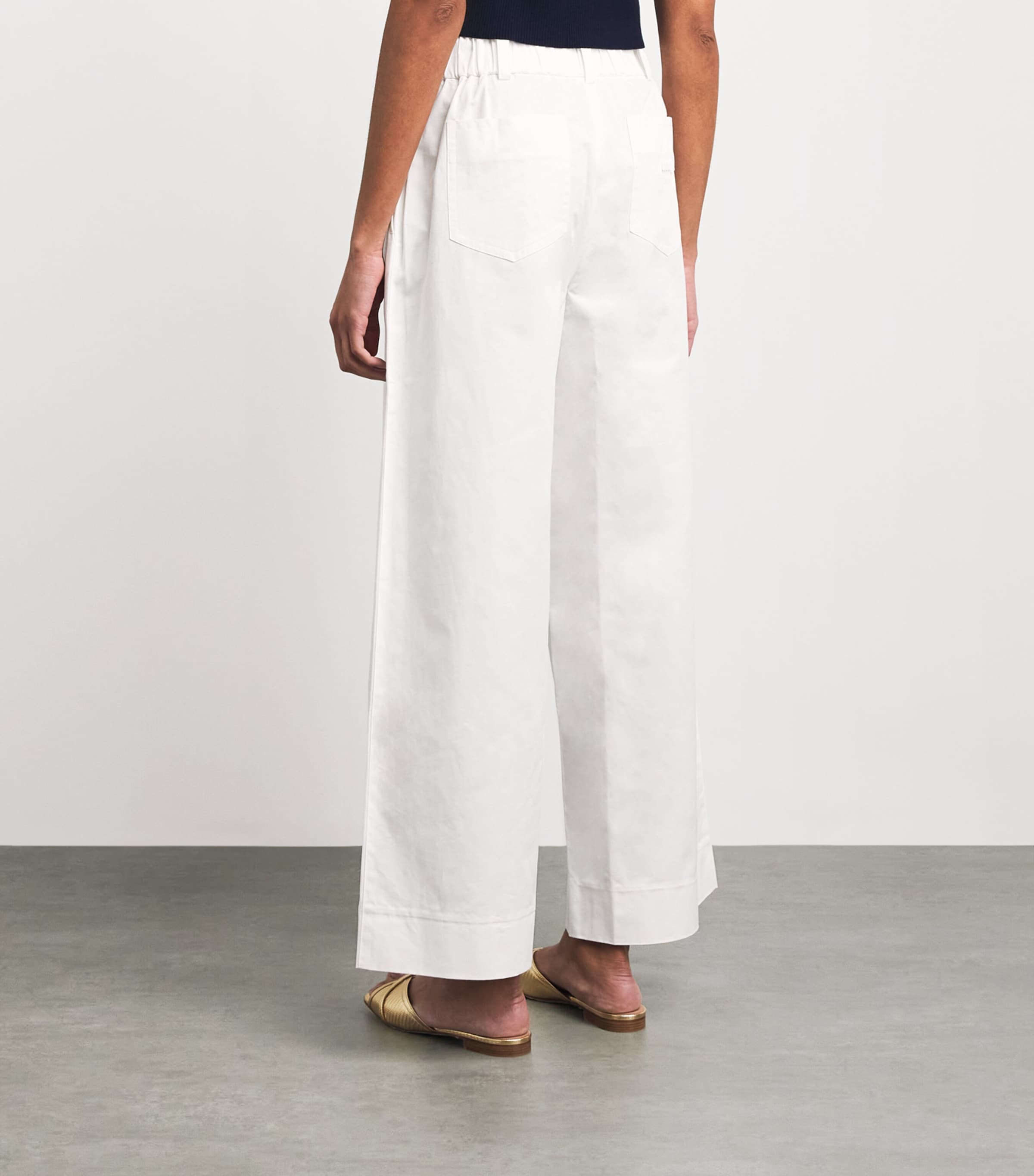 Maje Womens Cotton Belted Trousers White Image 5