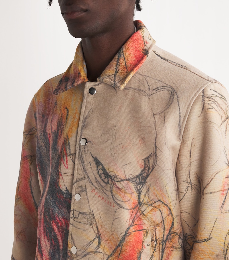 Printed Drafting Bomber Jacket BEIGE Image 6