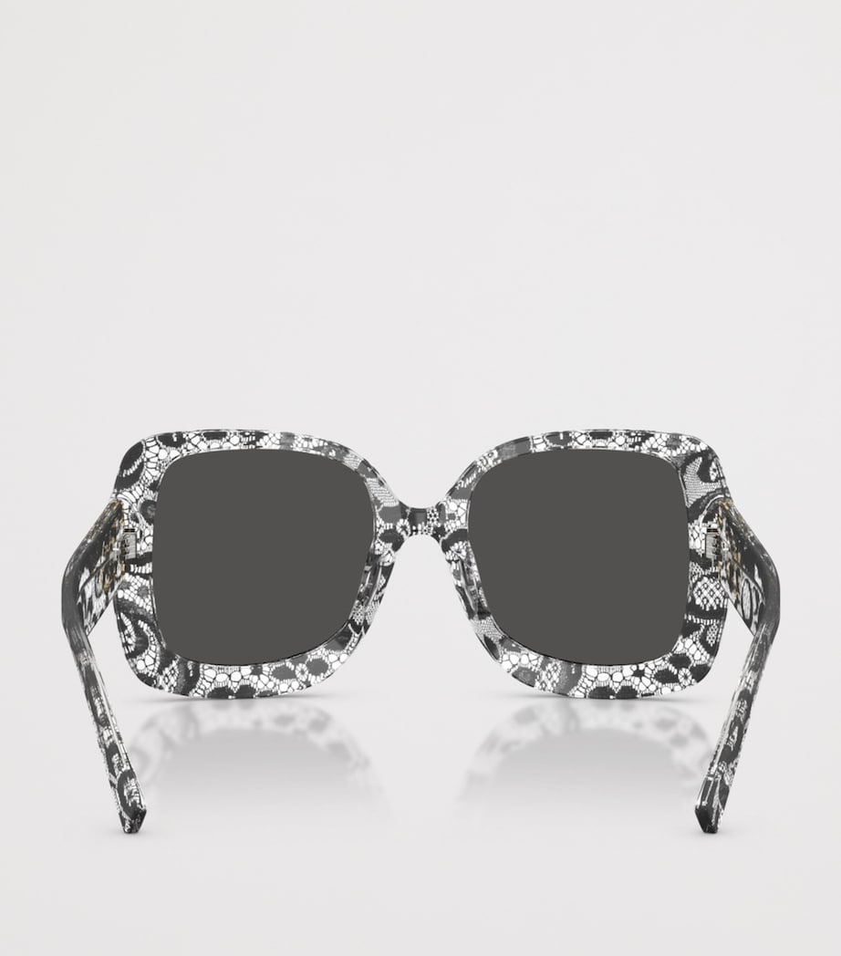 Dolce&Gabbana Lace Print Square Sunglasses Black Image 4