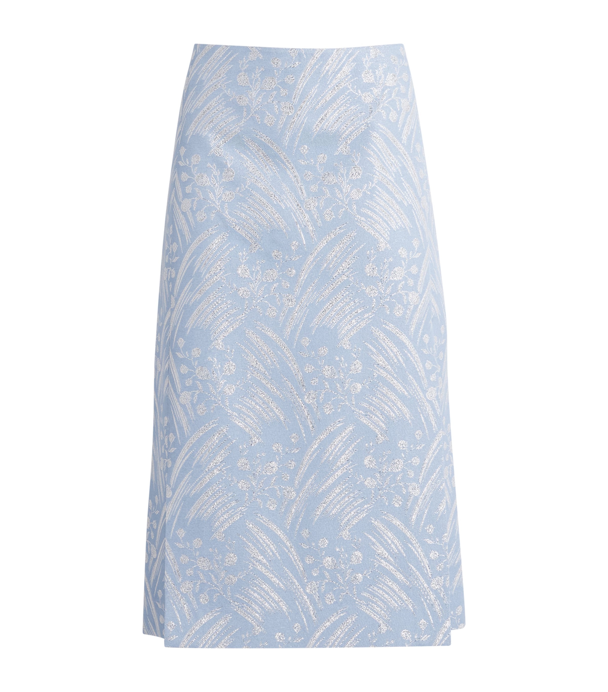Tory Burch Womens Floral Jacquard Midi Skirt Lght Ble Wpyflwr Image 1