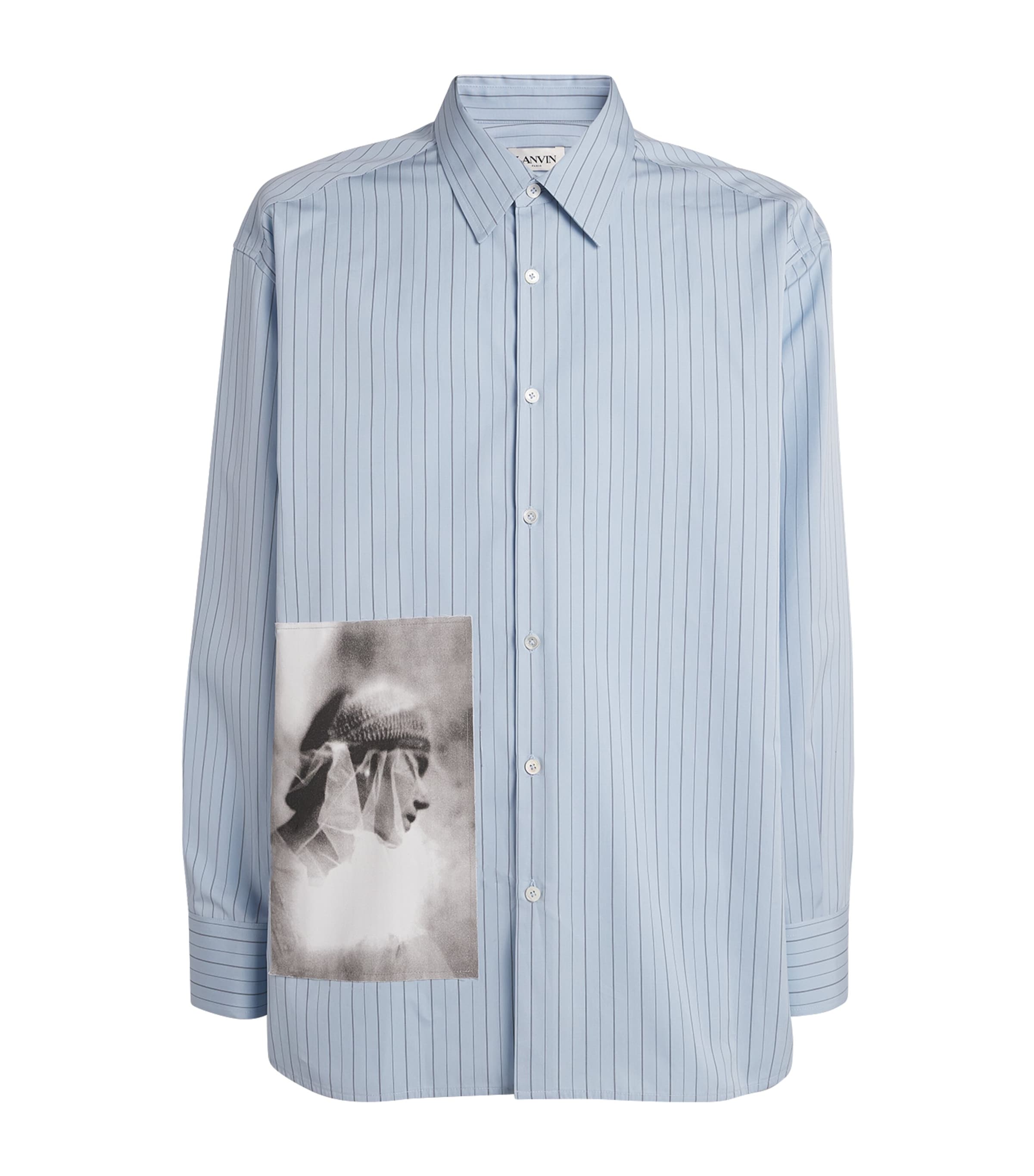 Shop Lanvin Cotton Striped Shirt In Blue