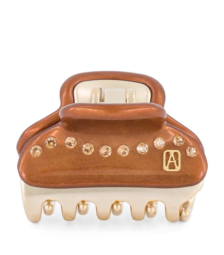 Alexandre de Paris Gold-Plated Crystal-Embellished Claw Hair Clip Pail Brun/or Image 1