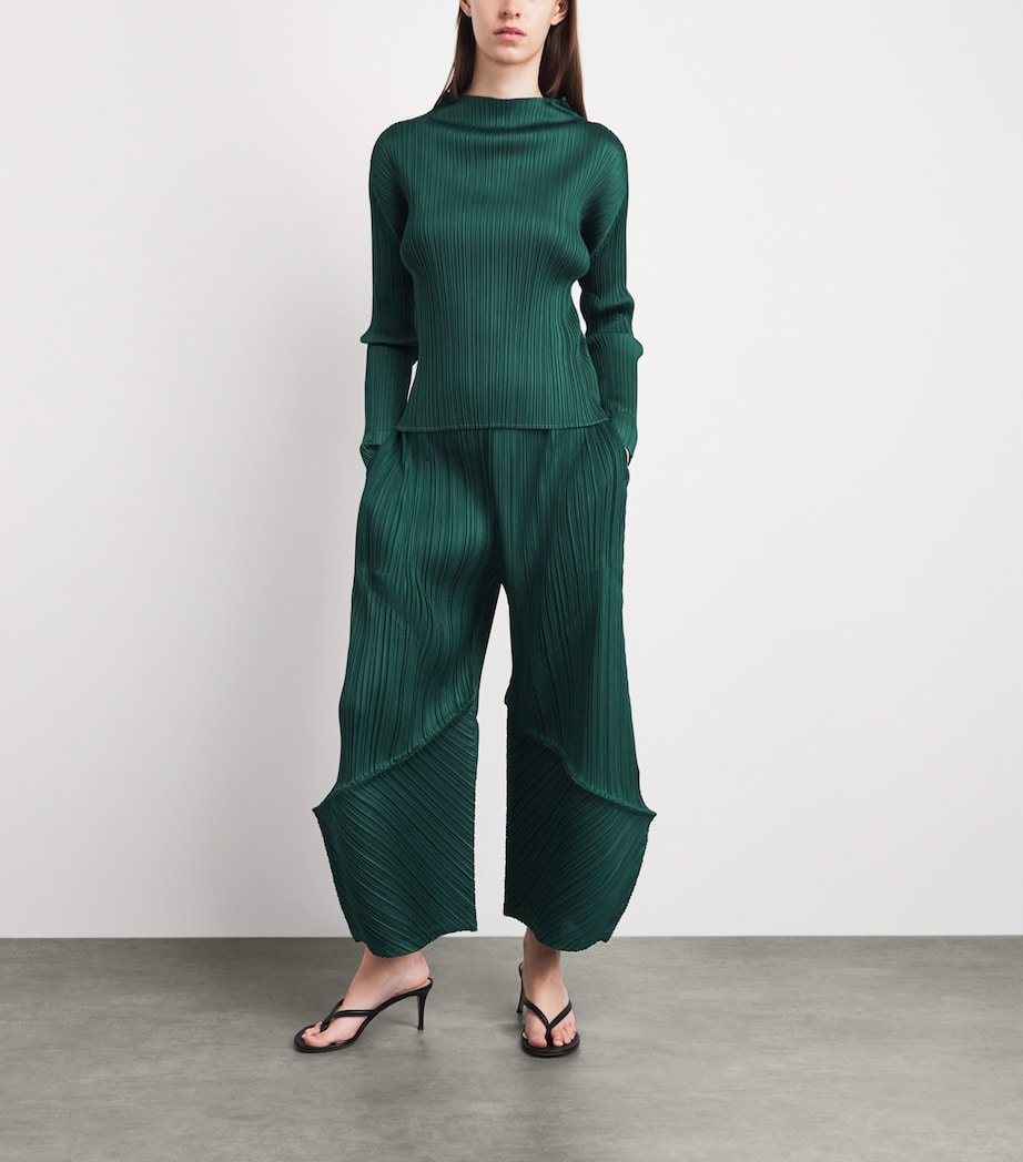 Pleats Please Issey Miyake Womens Thicker Bottoms 2 Flared Trousers Dark Green Image 2