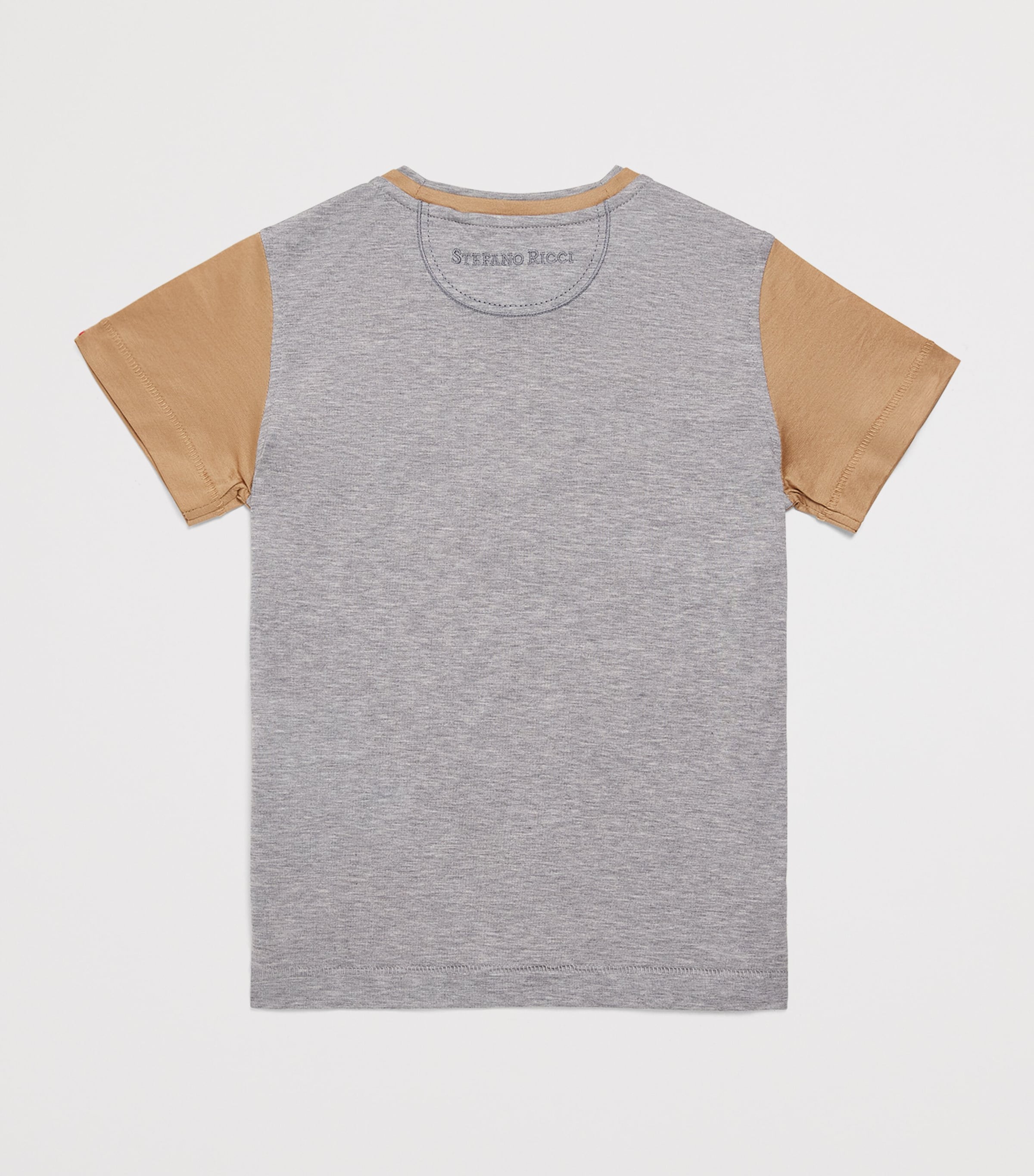 Stefano Ricci Kids Embroidered Crest T-Shirt (4-16 Years) Bggc Beige + Grey Image 2