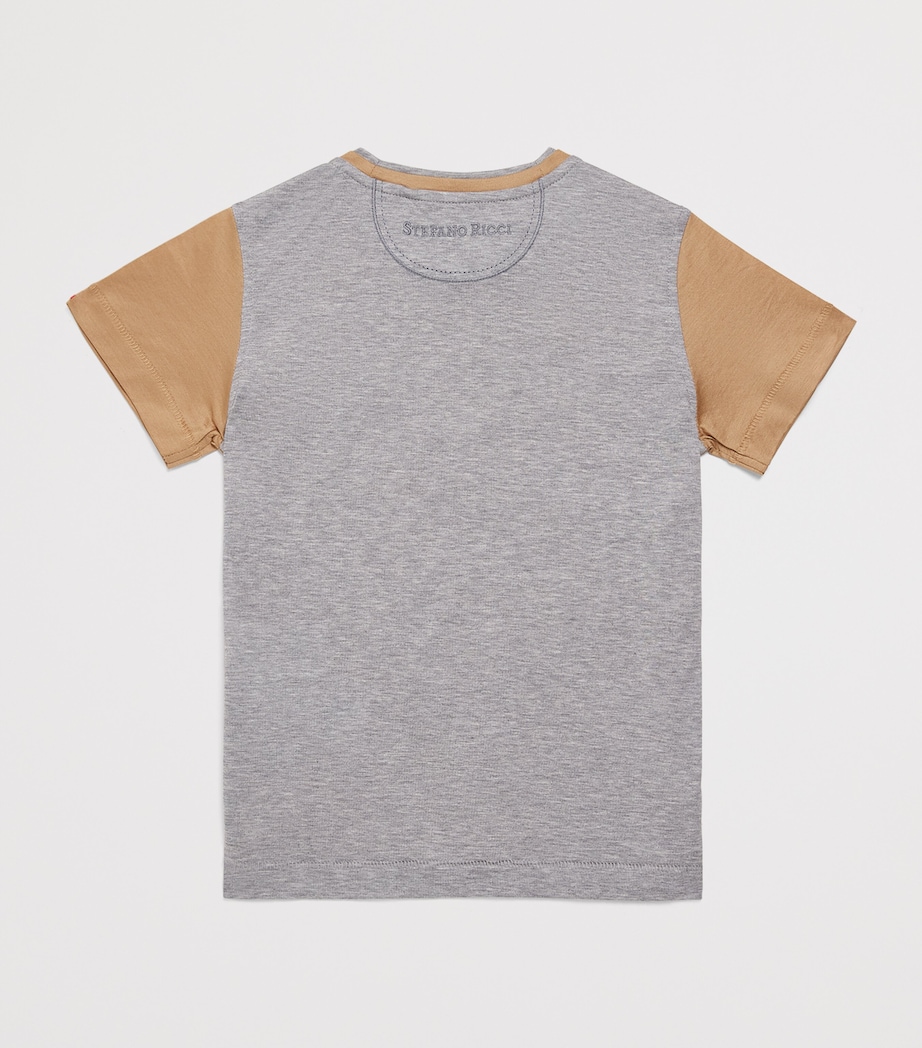 Stefano Ricci Kids Embroidered Crest T-Shirt (4-16 Years) Bggc Beige + Grey Image 2