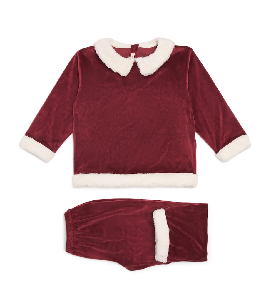 Velvet Christmas T-shirt and Trousers Set (3-6 Years) S10016 RED DAHLIA Image 1