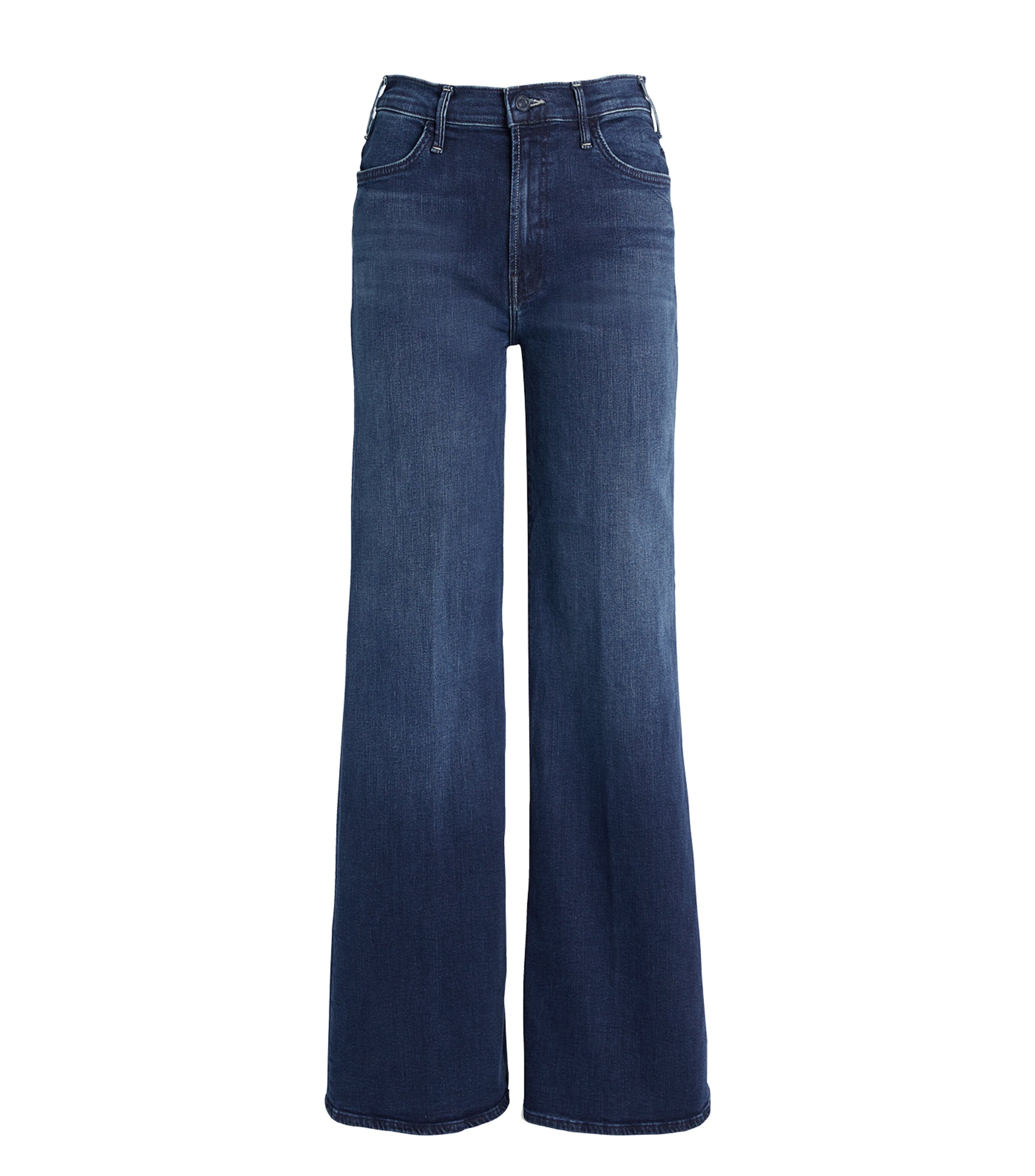 Mother The Hustler Roller Sneak Wide-leg Jeans In Navy