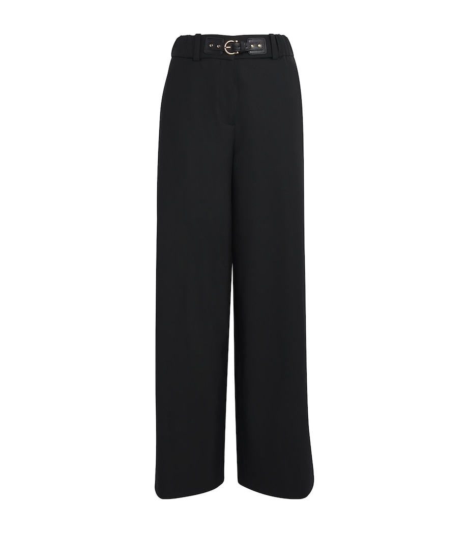 Belted Wide-Leg Trousers BLACK Image 1