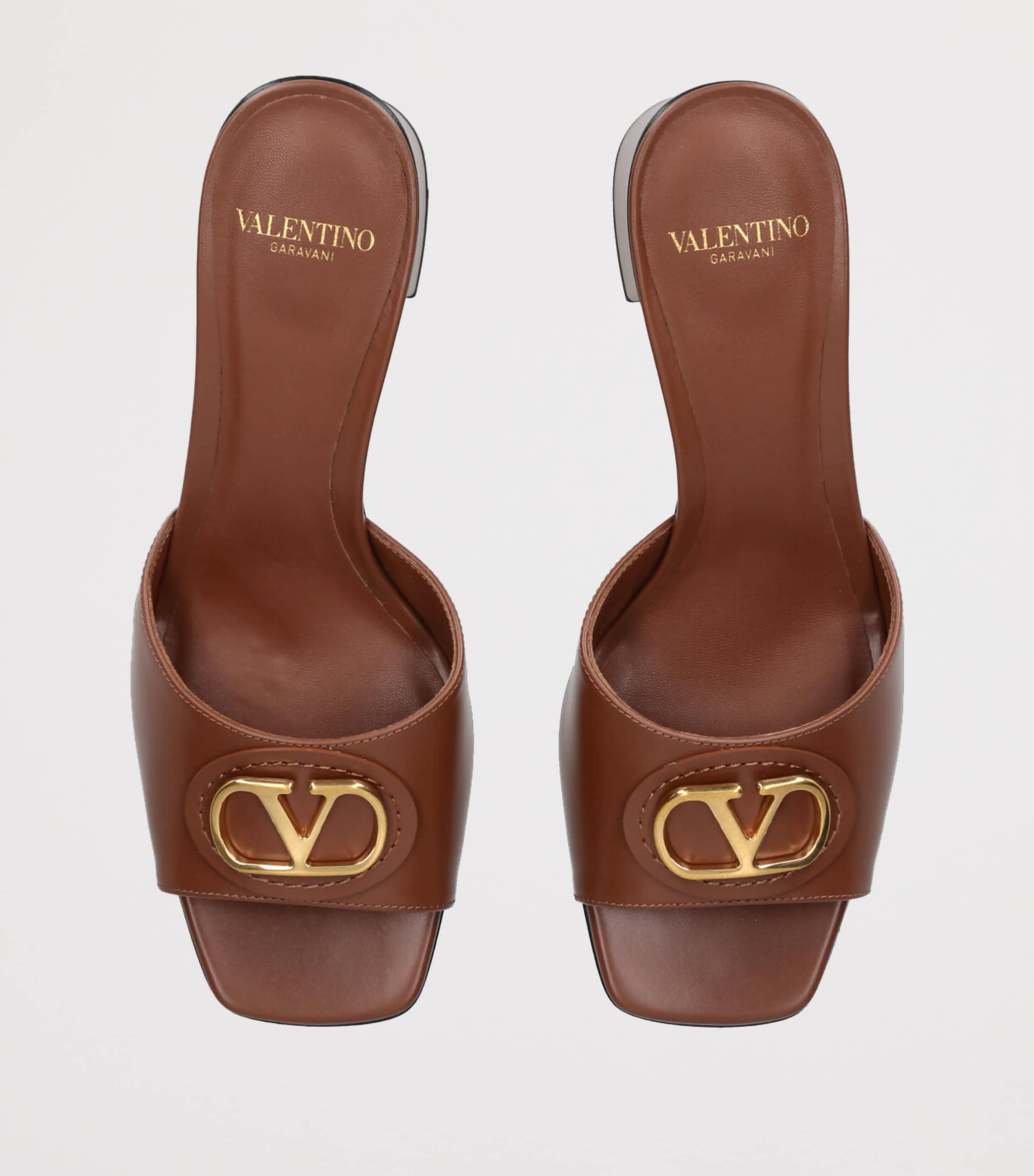 Valentino Garavani Leather VLogo Mules 60 Mid Brown Image 4