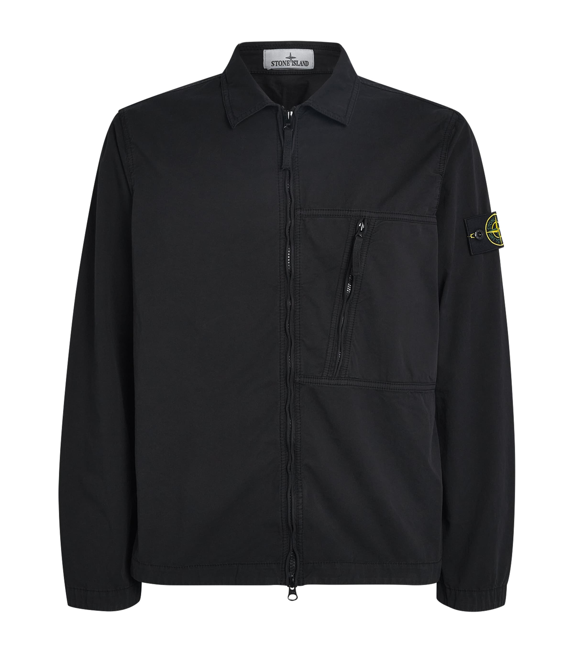 Stone Island Stretch-supima Cotton Twill Overshirt In Blue