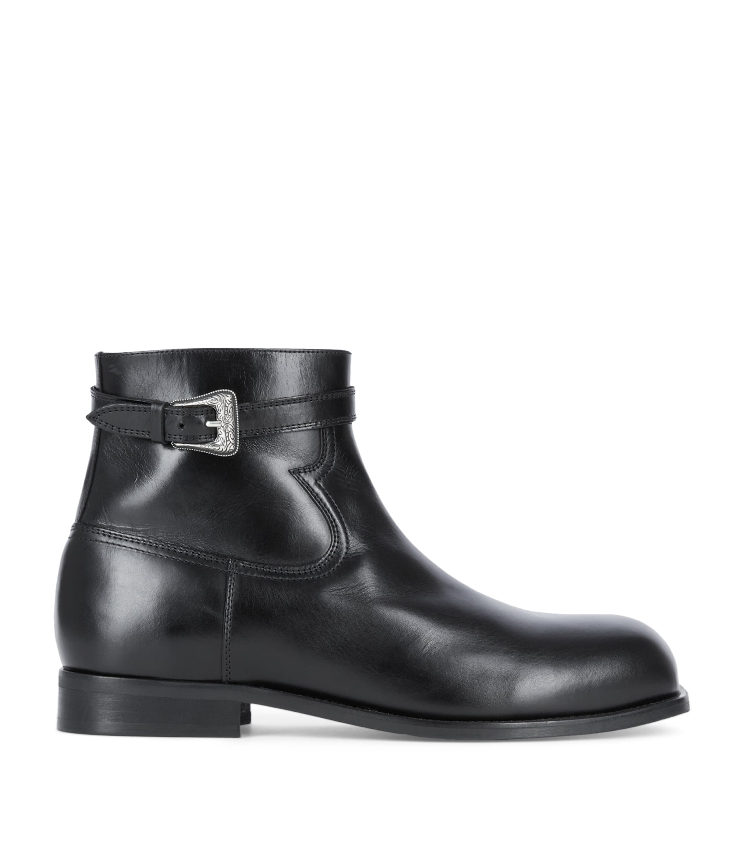 The Kooples Leather Buckled Ankle Boots In Black