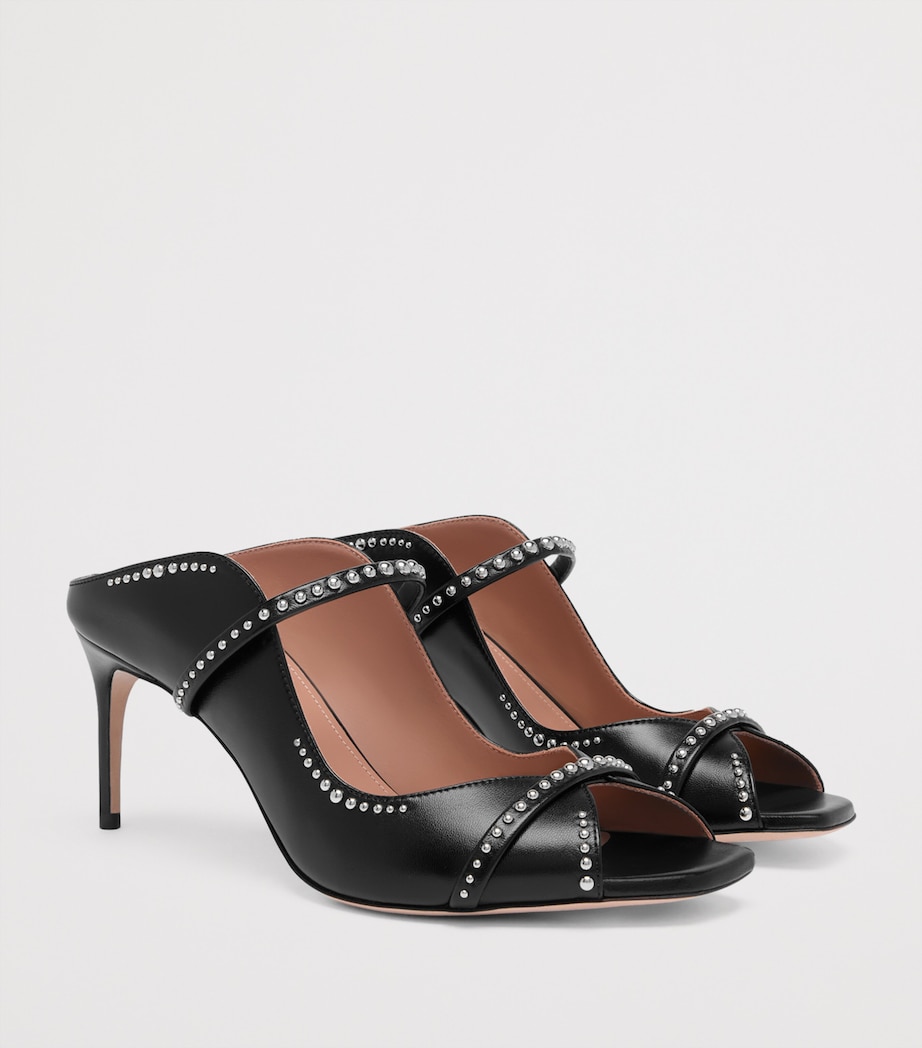 Leather Studded Noah Heeled Sandals 70 BLACK Image 3