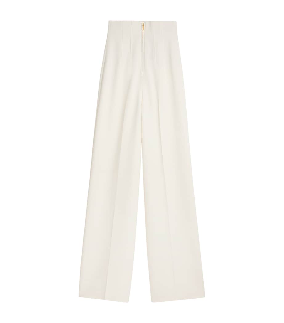 Schiaparelli Womens Silk-Wool Corset Wide-Leg Trousers Ecru Image 2