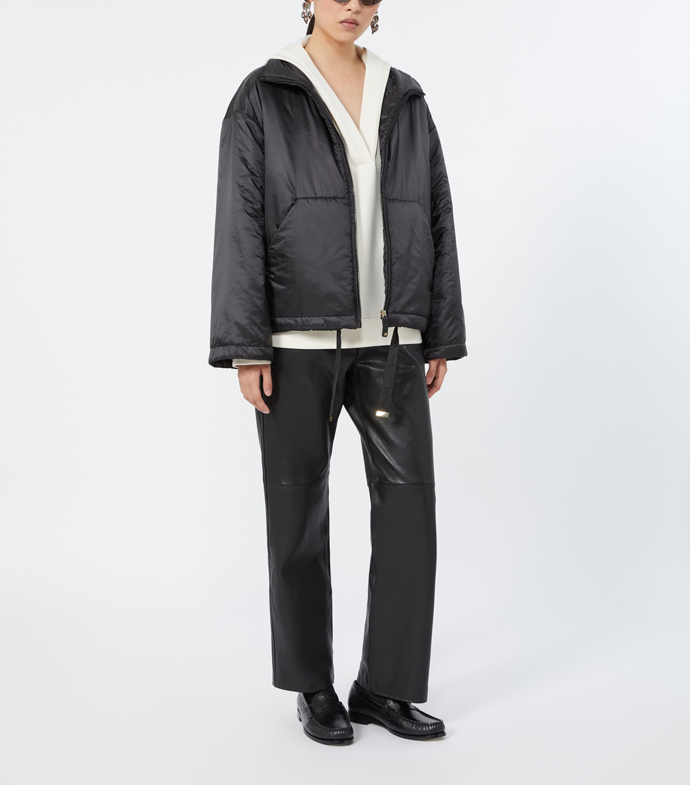 Max Mara Womens Hooded V-Neck Sweatshirt Natural Image 2