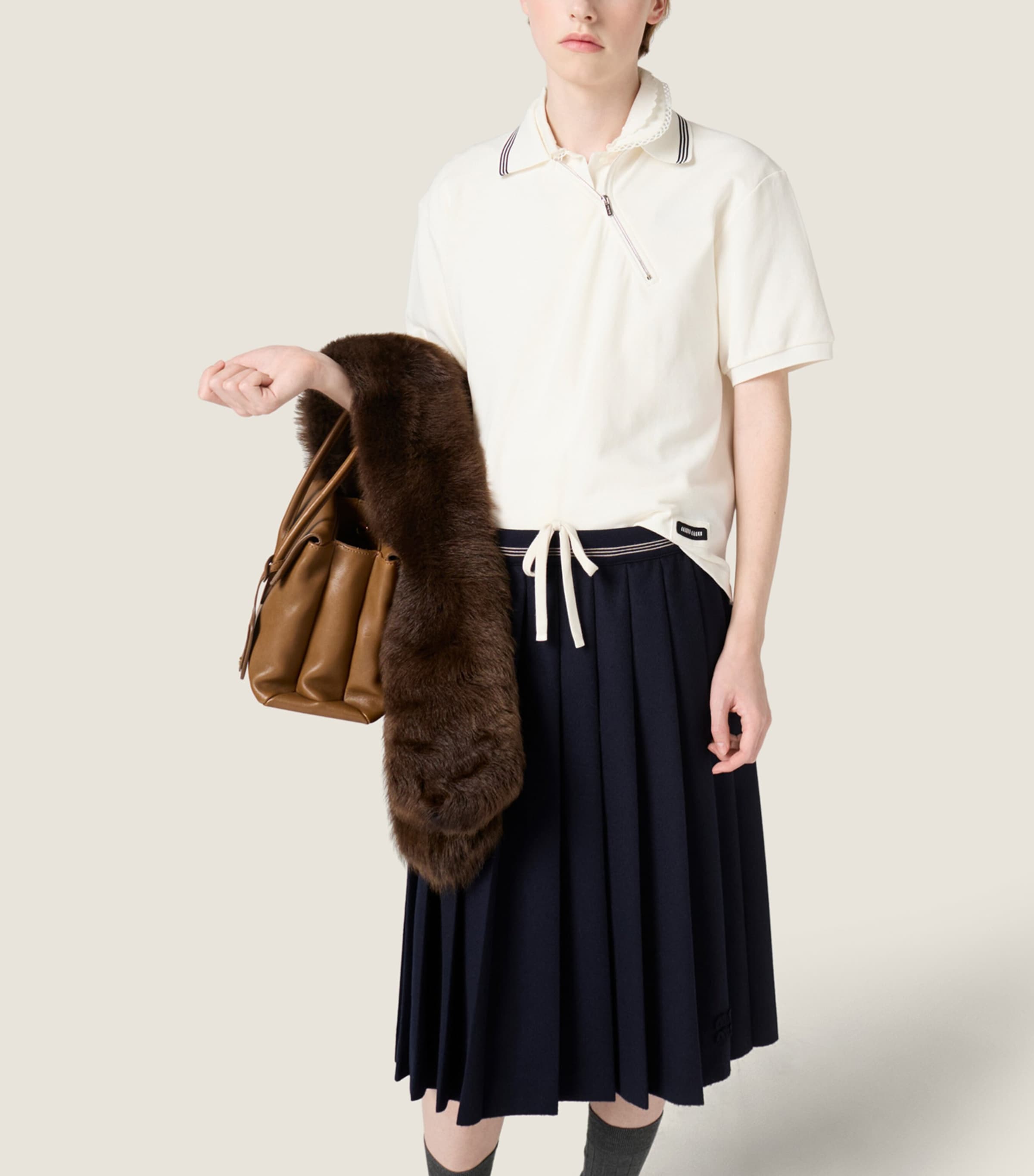 Cotton Zipped Polo Shirt F0009 Image 6