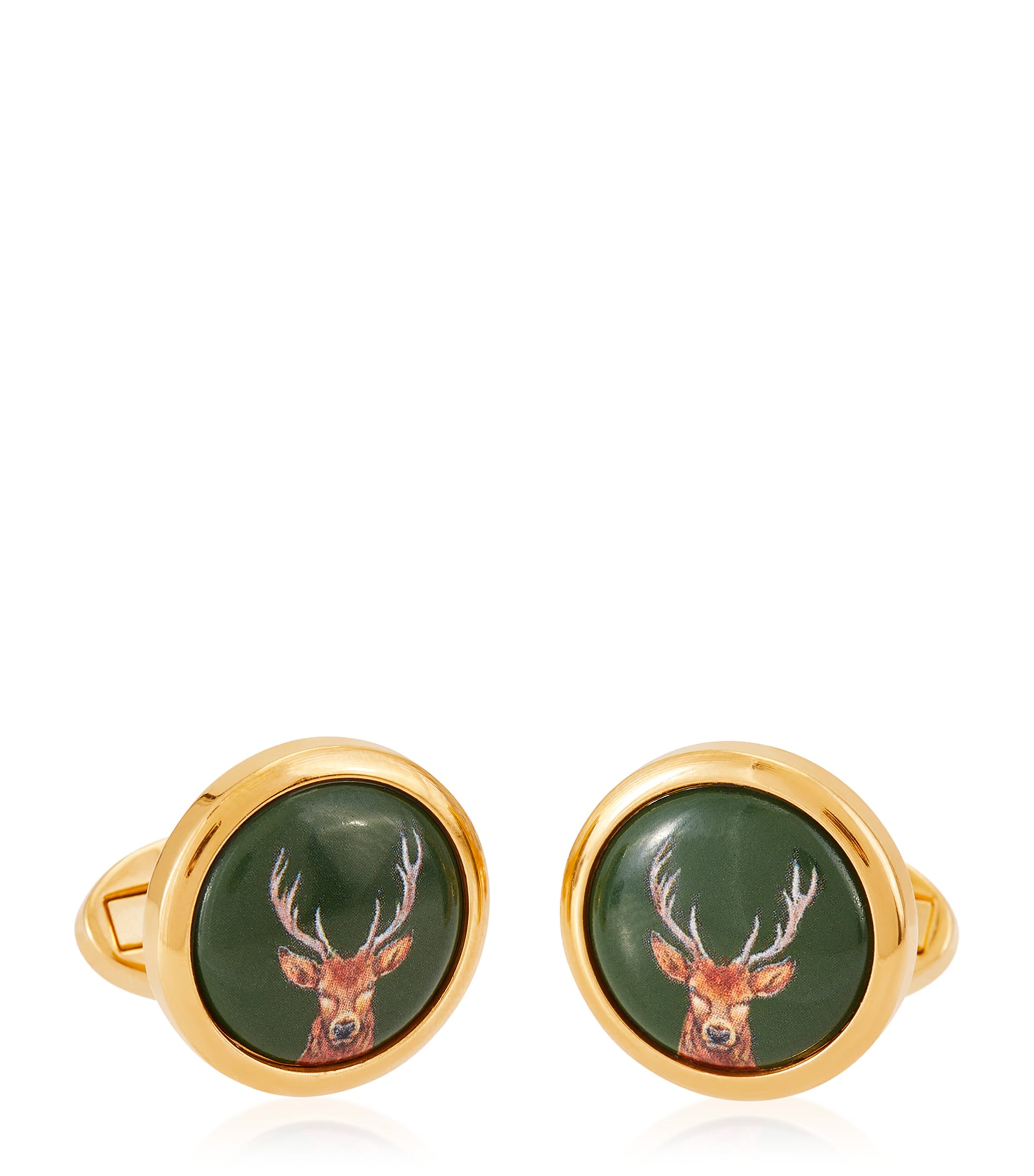 Halcyon Days Stag Cufflinks In Green